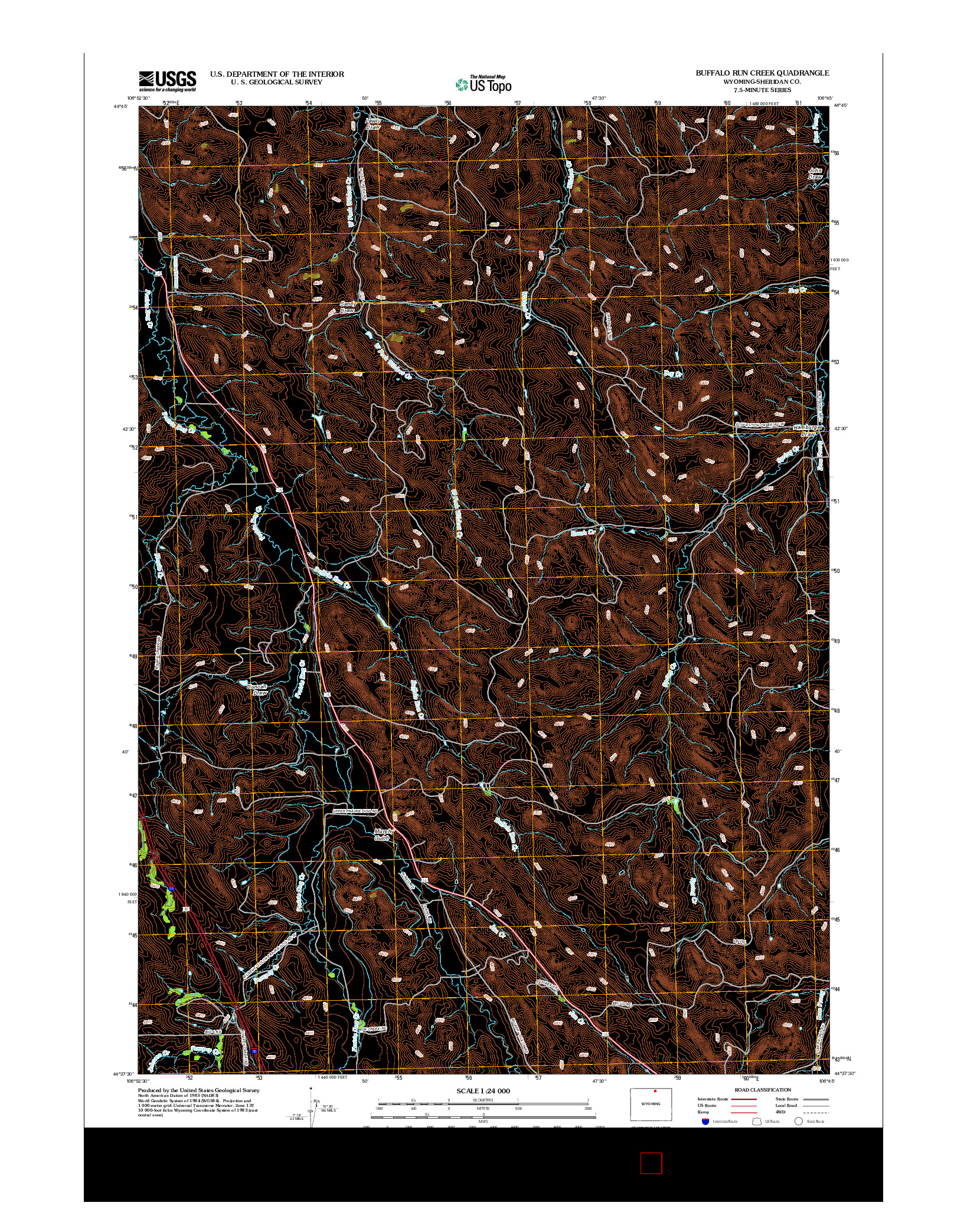 USGS US TOPO 7.5-MINUTE MAP FOR BUFFALO RUN CREEK, WY 2012
