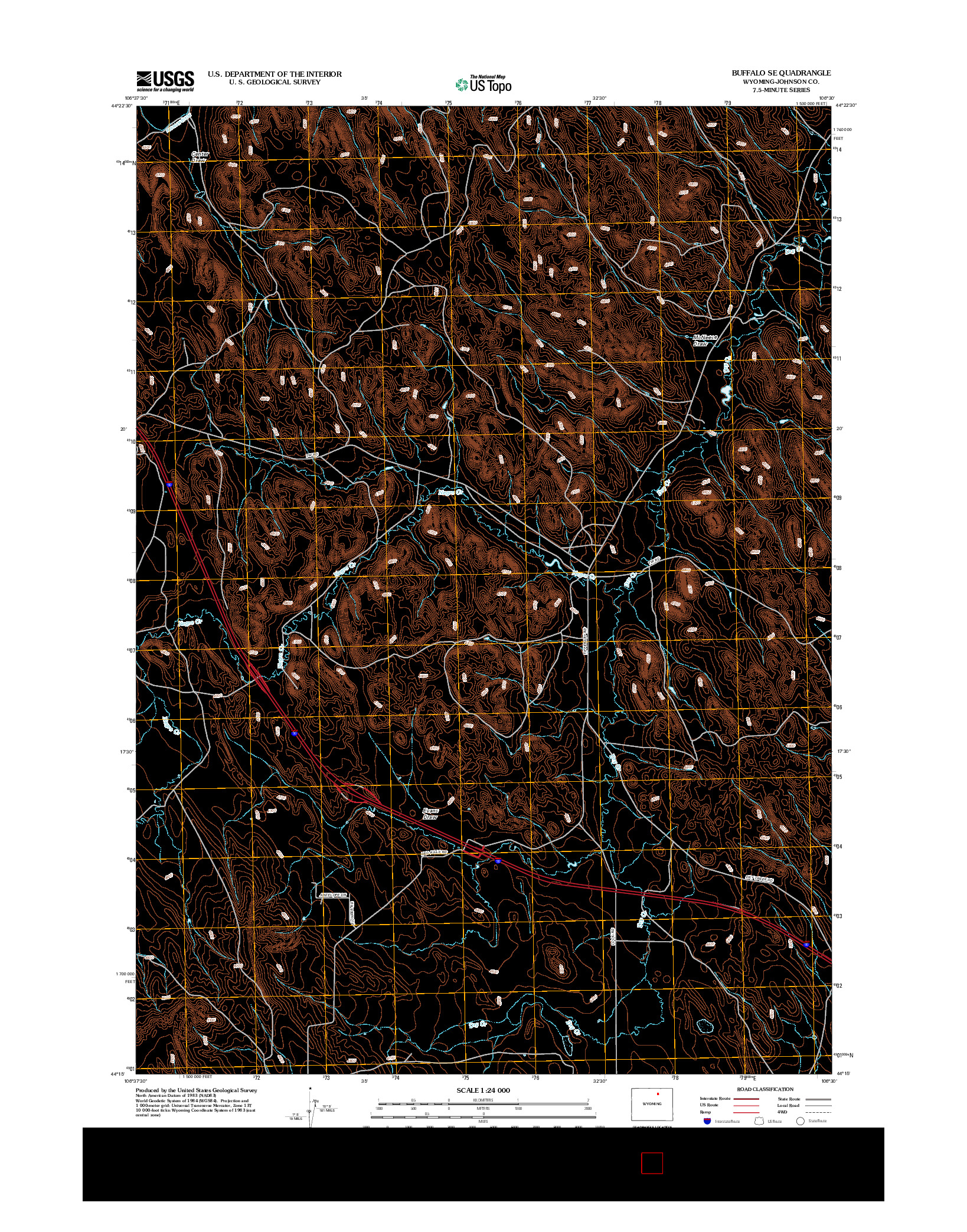 USGS US TOPO 7.5-MINUTE MAP FOR BUFFALO SE, WY 2012