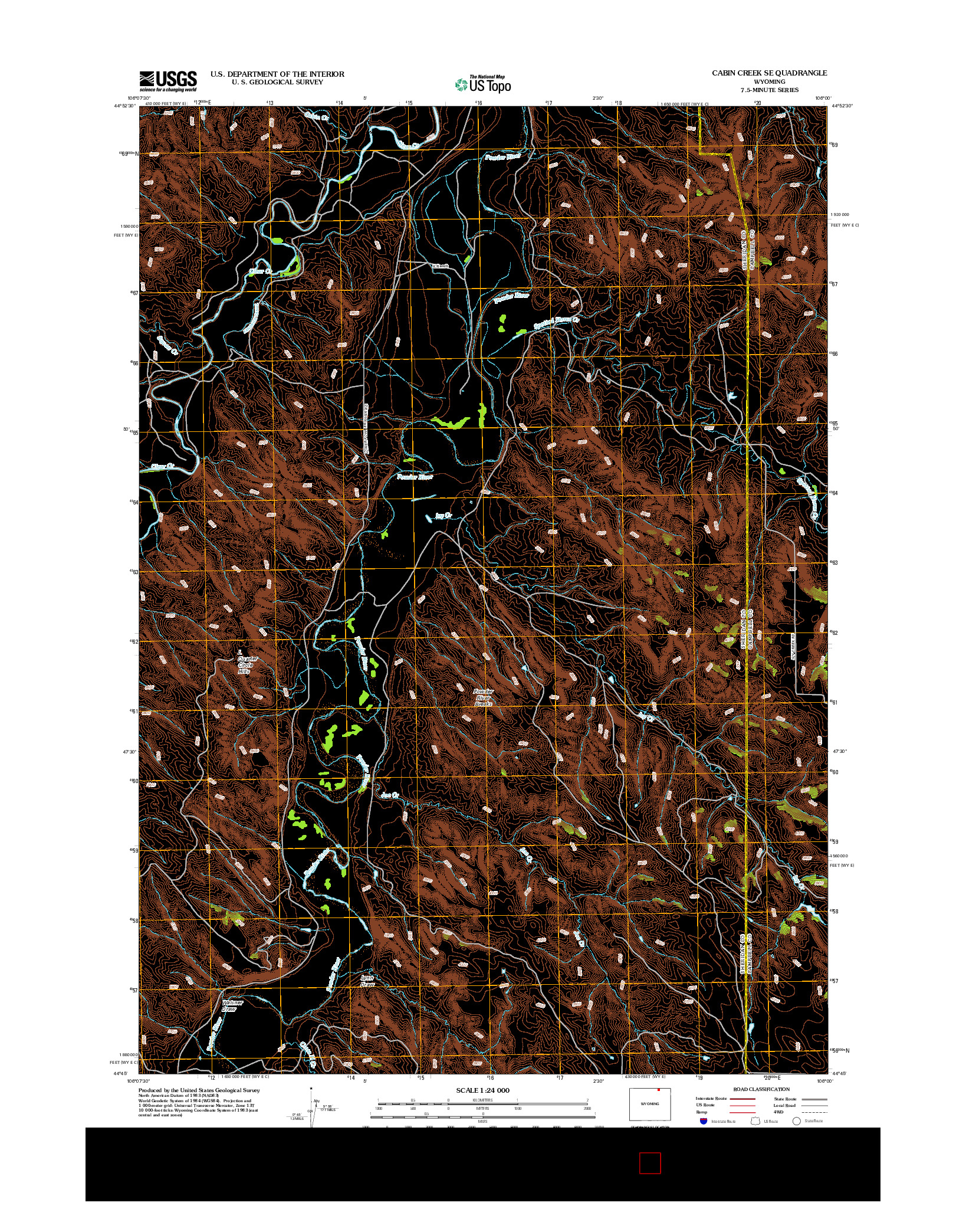 USGS US TOPO 7.5-MINUTE MAP FOR CABIN CREEK SE, WY 2012