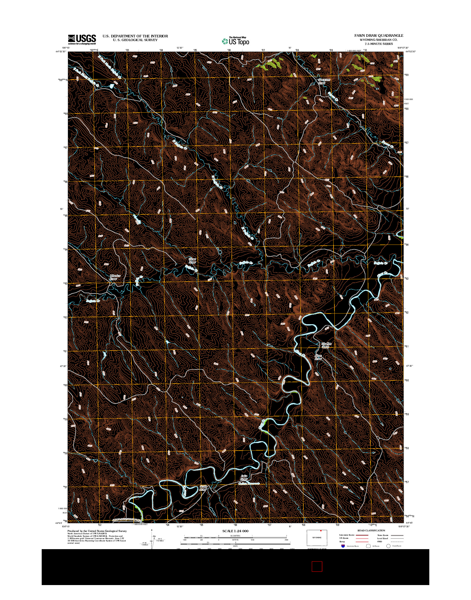 USGS US TOPO 7.5-MINUTE MAP FOR FAWN DRAW, WY 2012