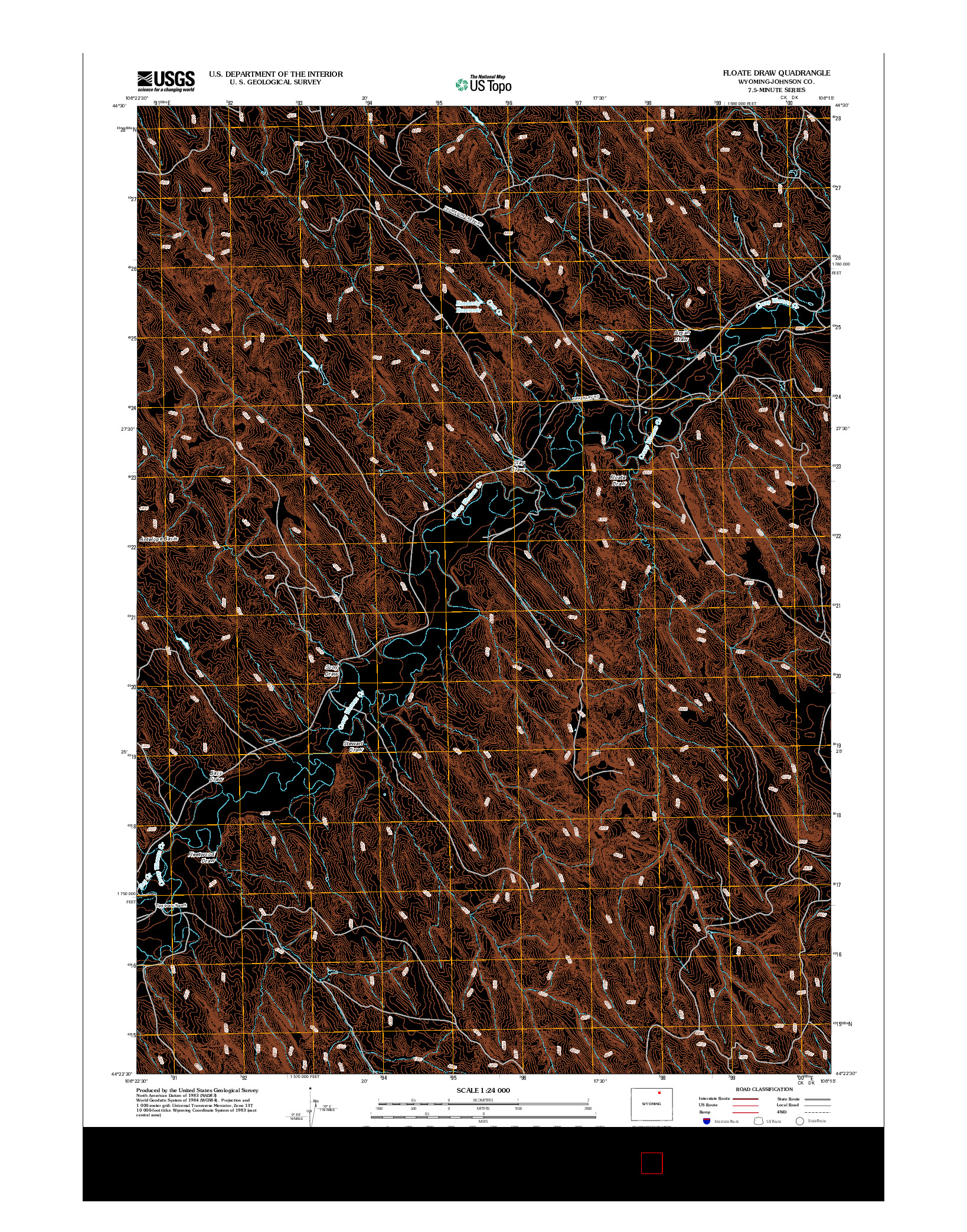 USGS US TOPO 7.5-MINUTE MAP FOR FLOATE DRAW, WY 2012