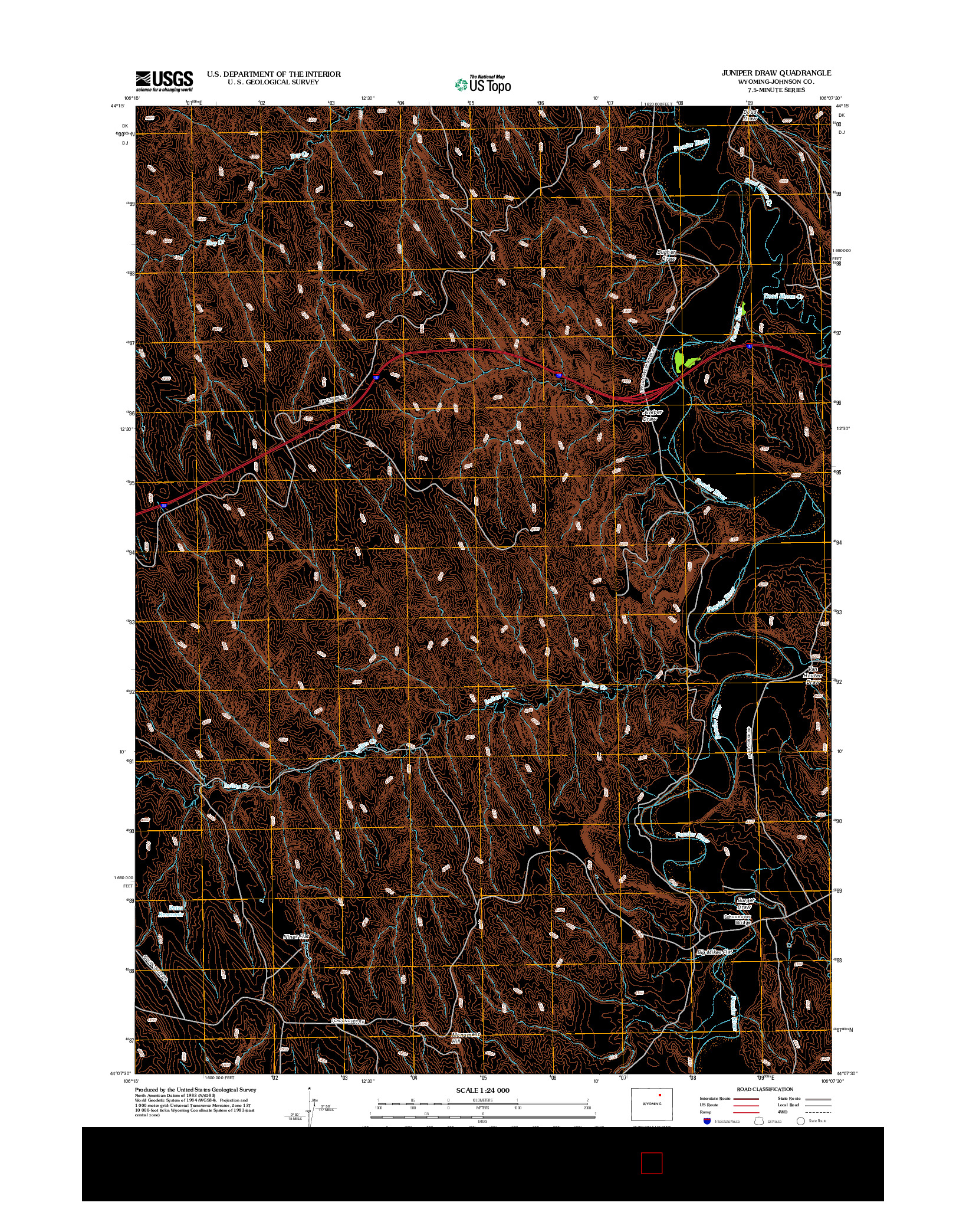 USGS US TOPO 7.5-MINUTE MAP FOR JUNIPER DRAW, WY 2012