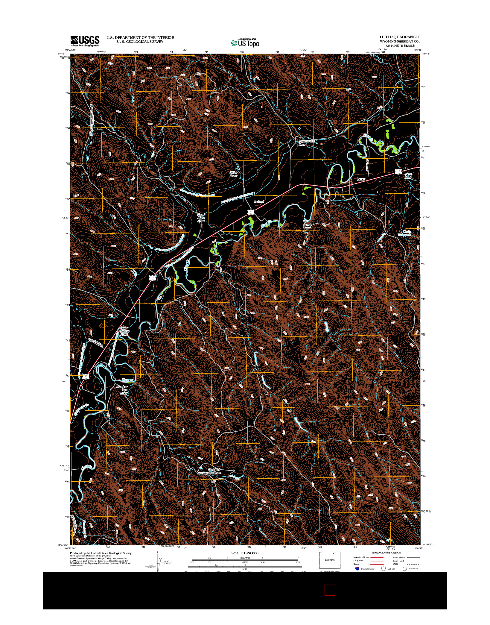 USGS US TOPO 7.5-MINUTE MAP FOR LEITER, WY 2012