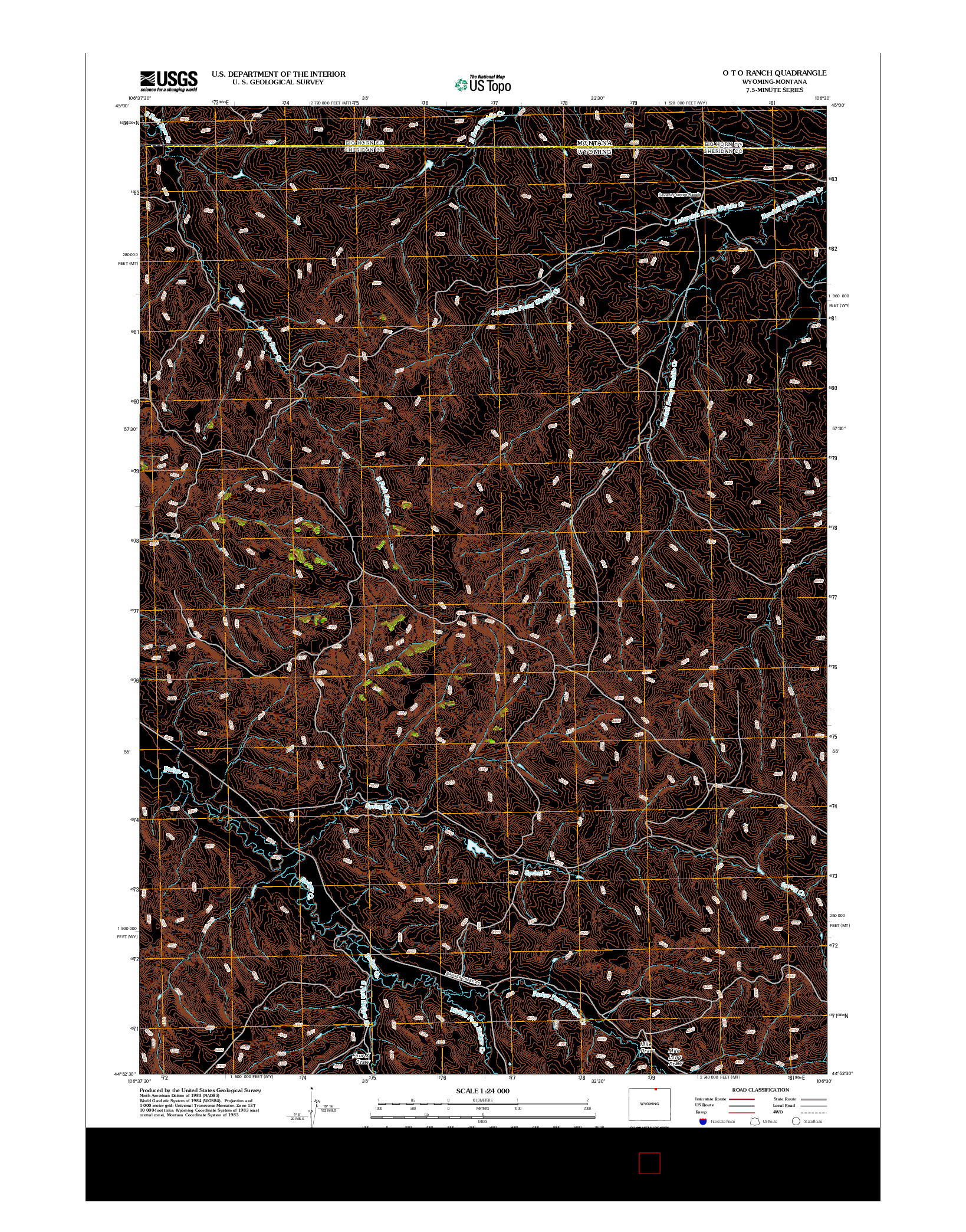 USGS US TOPO 7.5-MINUTE MAP FOR O T O RANCH, WY-MT 2012