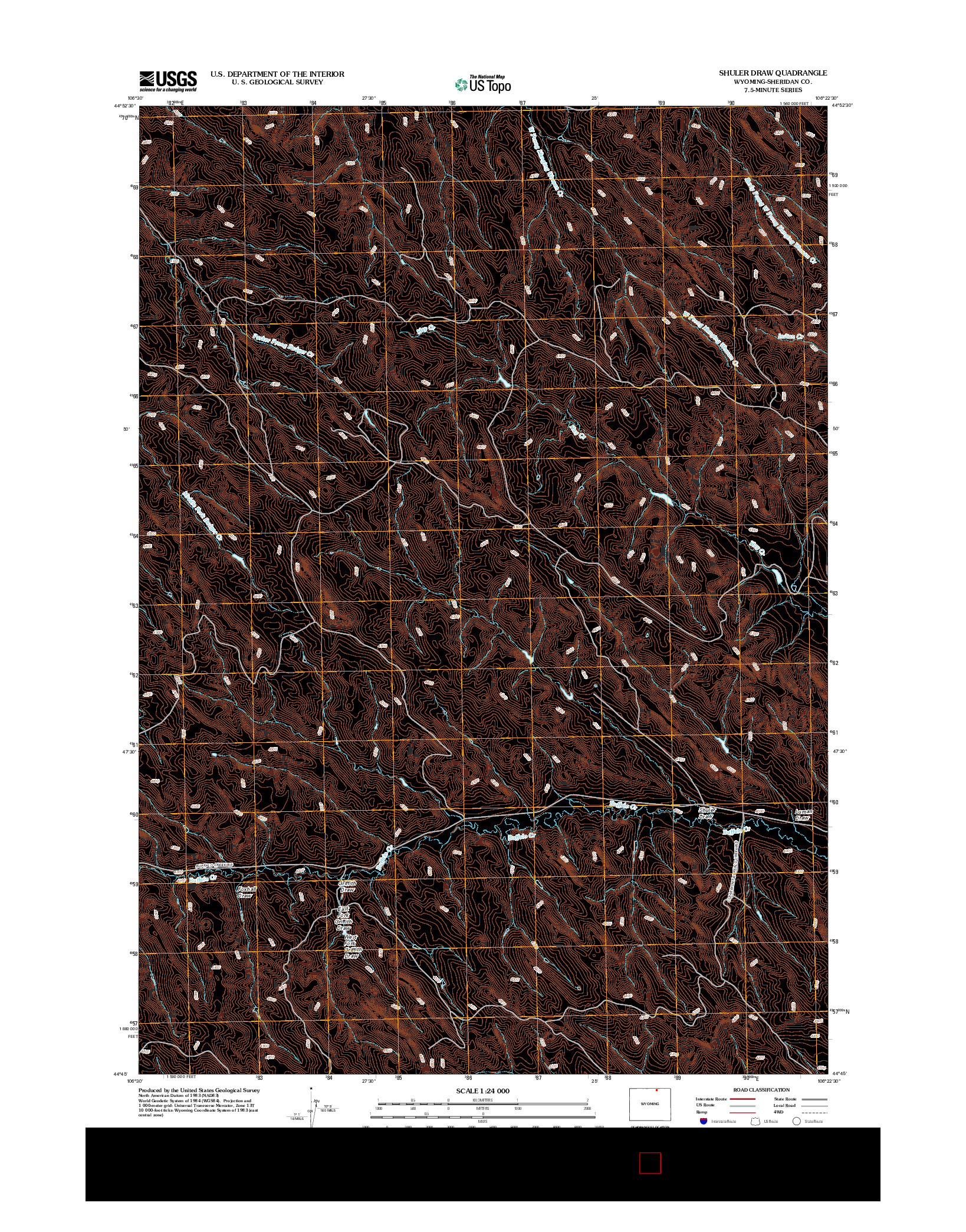 USGS US TOPO 7.5-MINUTE MAP FOR SHULER DRAW, WY 2012