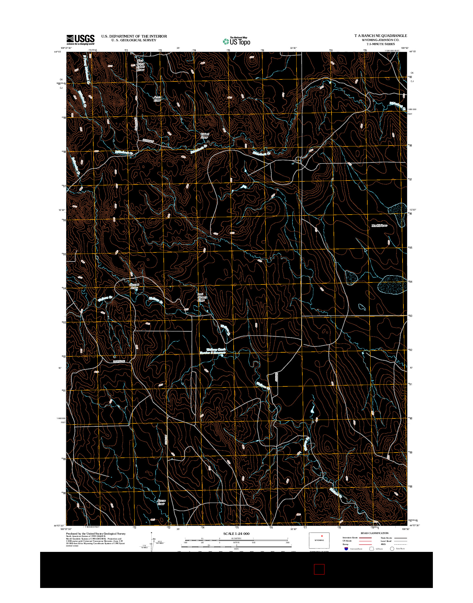 USGS US TOPO 7.5-MINUTE MAP FOR T A RANCH NE, WY 2012