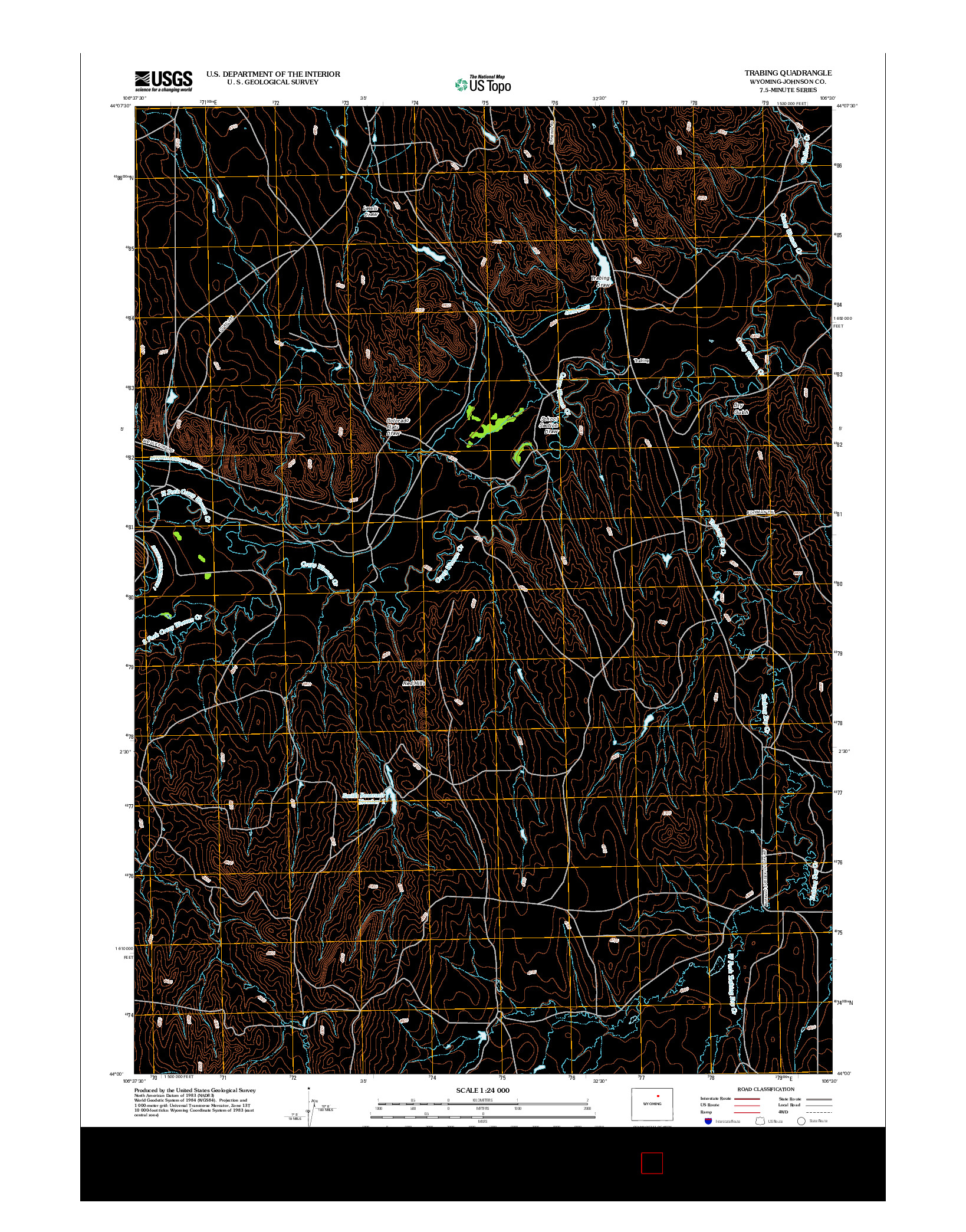 USGS US TOPO 7.5-MINUTE MAP FOR TRABING, WY 2012