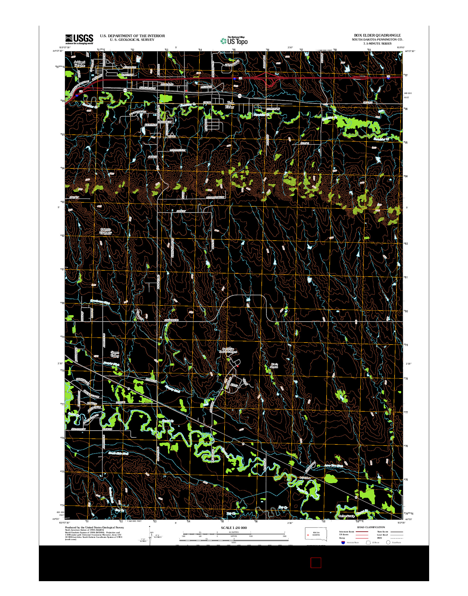 USGS US TOPO 7.5-MINUTE MAP FOR BOX ELDER, SD 2012