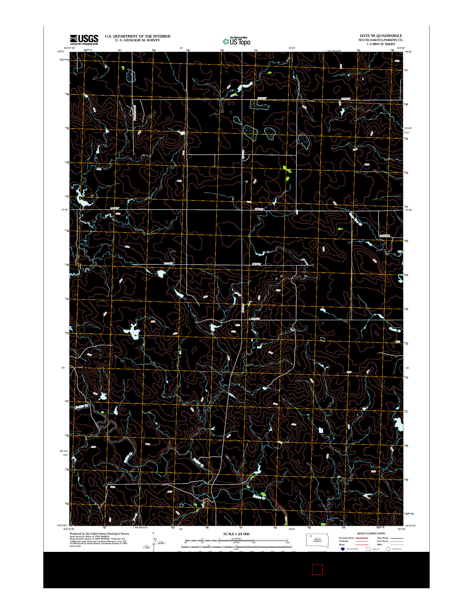 USGS US TOPO 7.5-MINUTE MAP FOR DATE NE, SD 2012