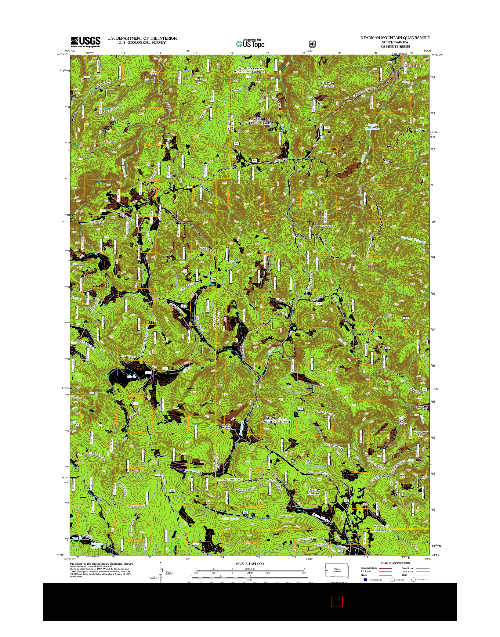 USGS US TOPO 7.5-MINUTE MAP FOR DEADMAN MOUNTAIN, SD 2012