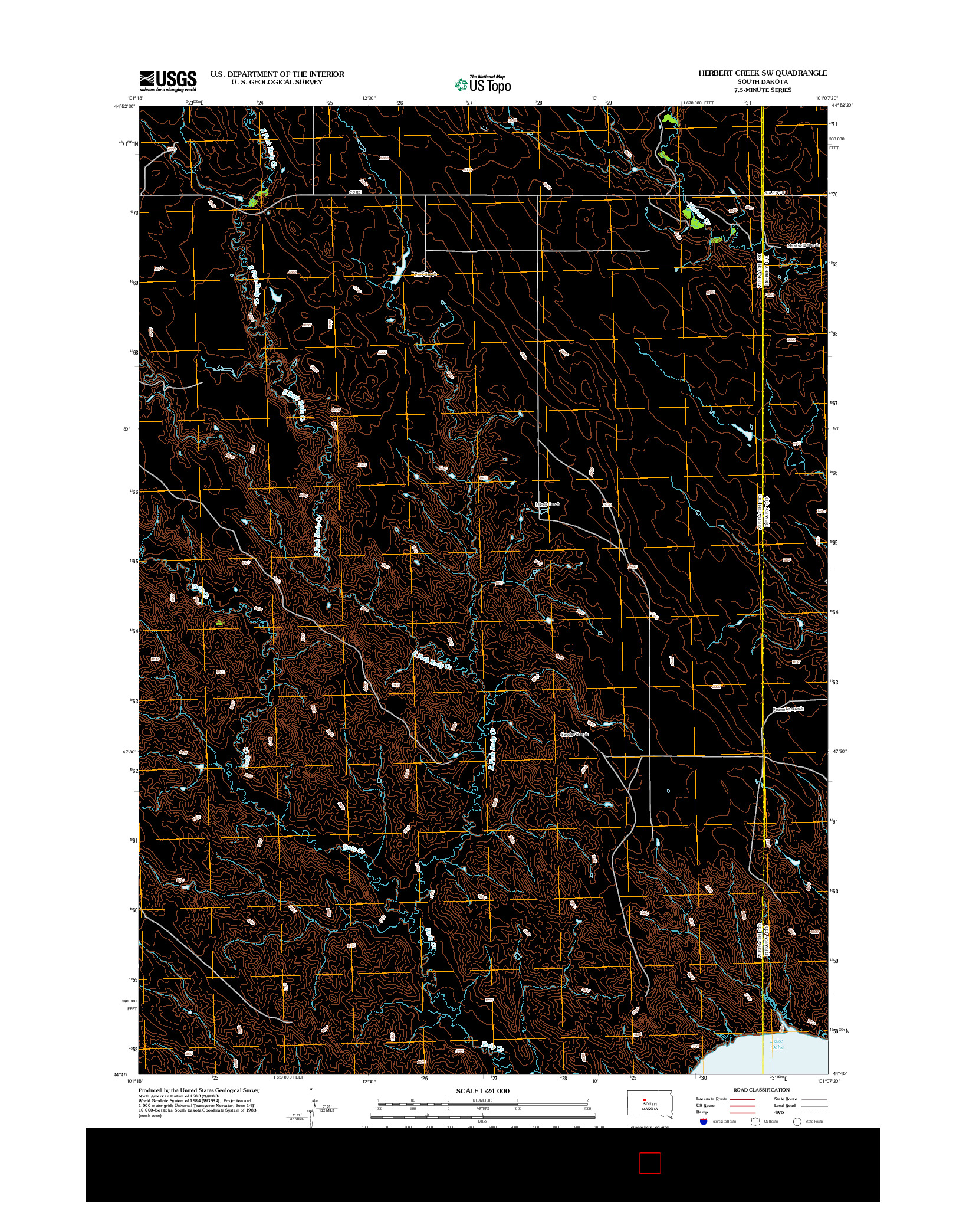 USGS US TOPO 7.5-MINUTE MAP FOR HERBERT CREEK SW, SD 2012