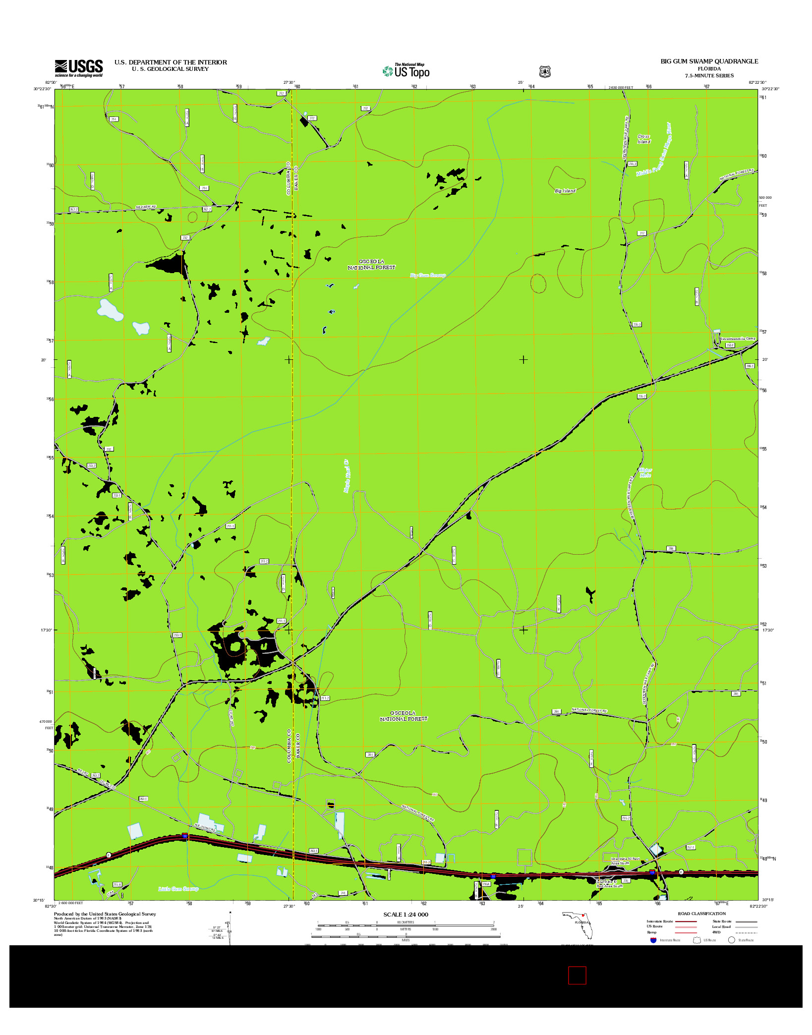 USGS US TOPO 7.5-MINUTE MAP FOR BIG GUM SWAMP, FL 2012
