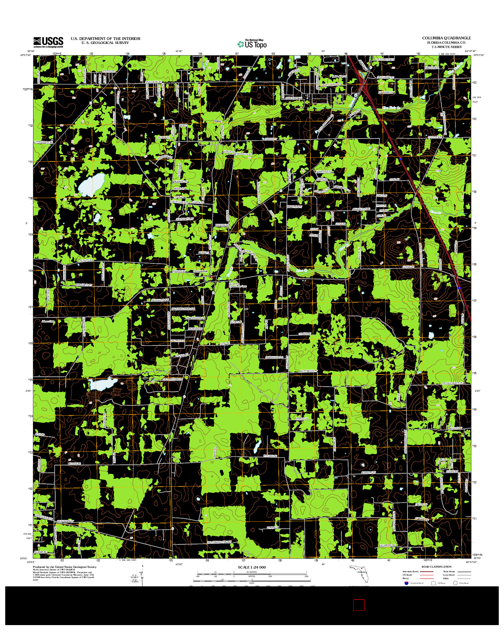 USGS US TOPO 7.5-MINUTE MAP FOR COLUMBIA, FL 2012