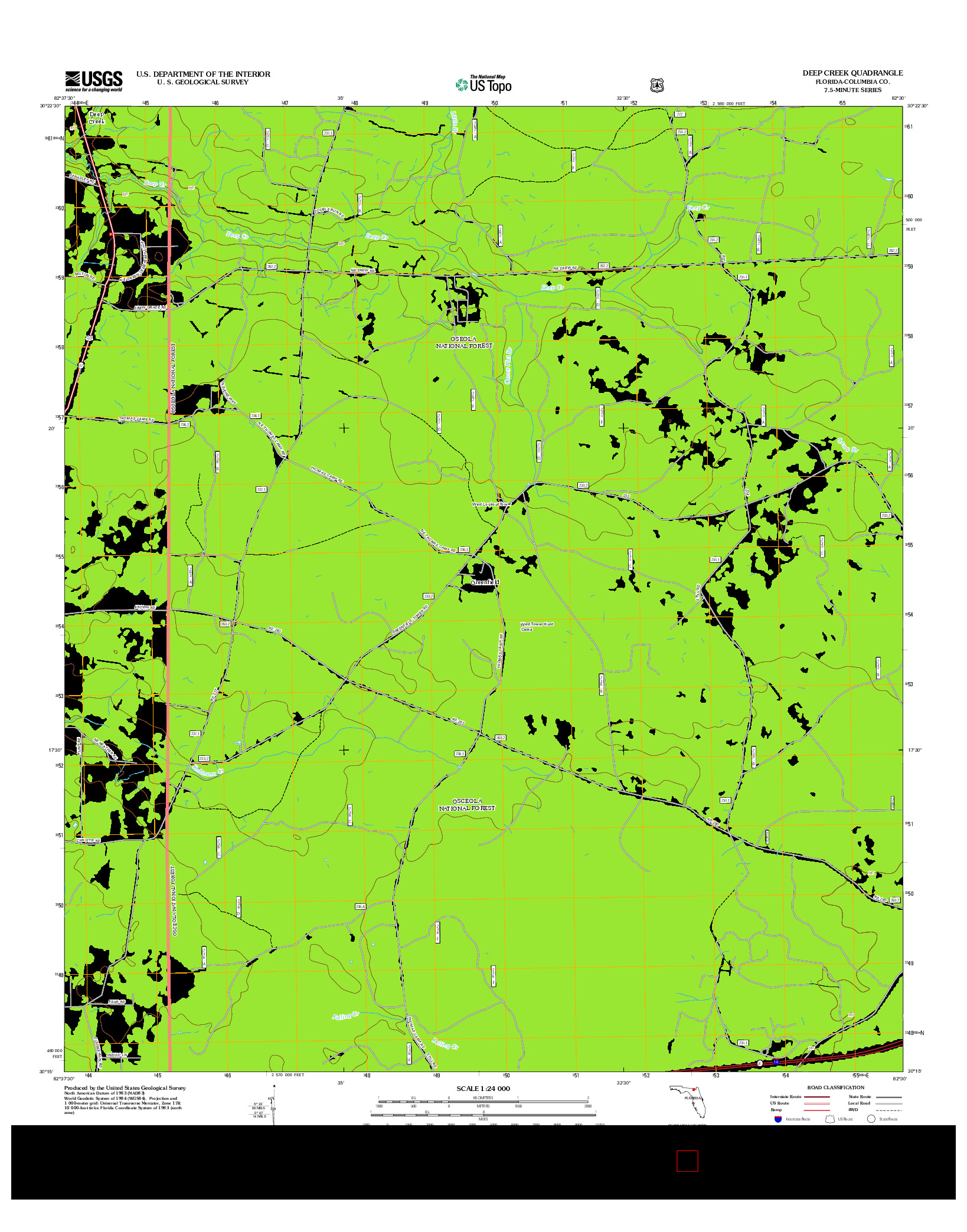 USGS US TOPO 7.5-MINUTE MAP FOR DEEP CREEK, FL 2012