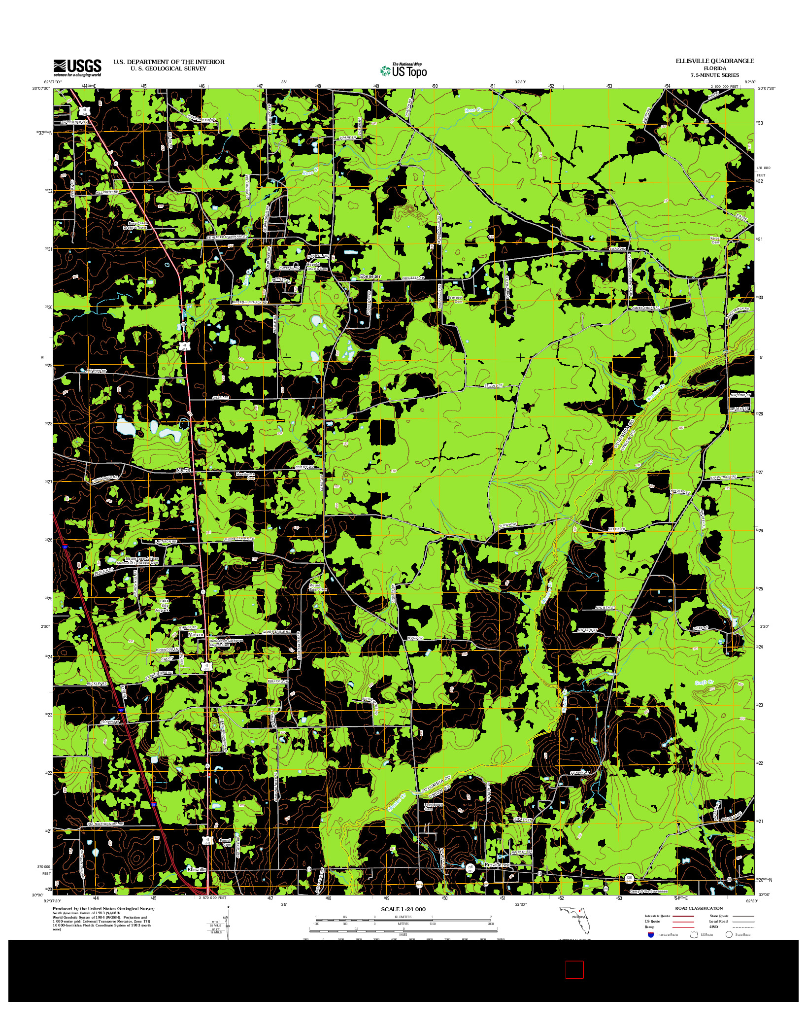 USGS US TOPO 7.5-MINUTE MAP FOR ELLISVILLE, FL 2012