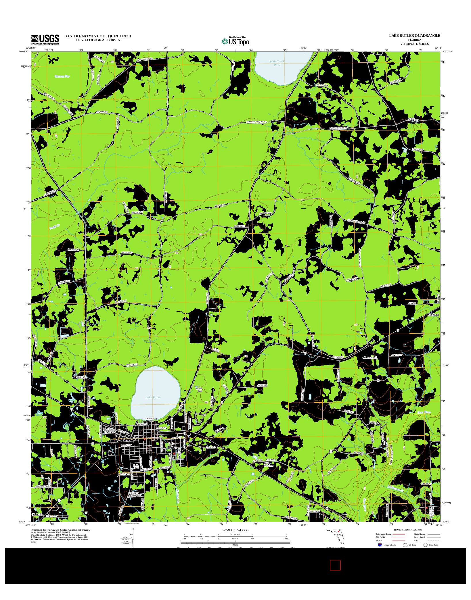 USGS US TOPO 7.5-MINUTE MAP FOR LAKE BUTLER, FL 2012