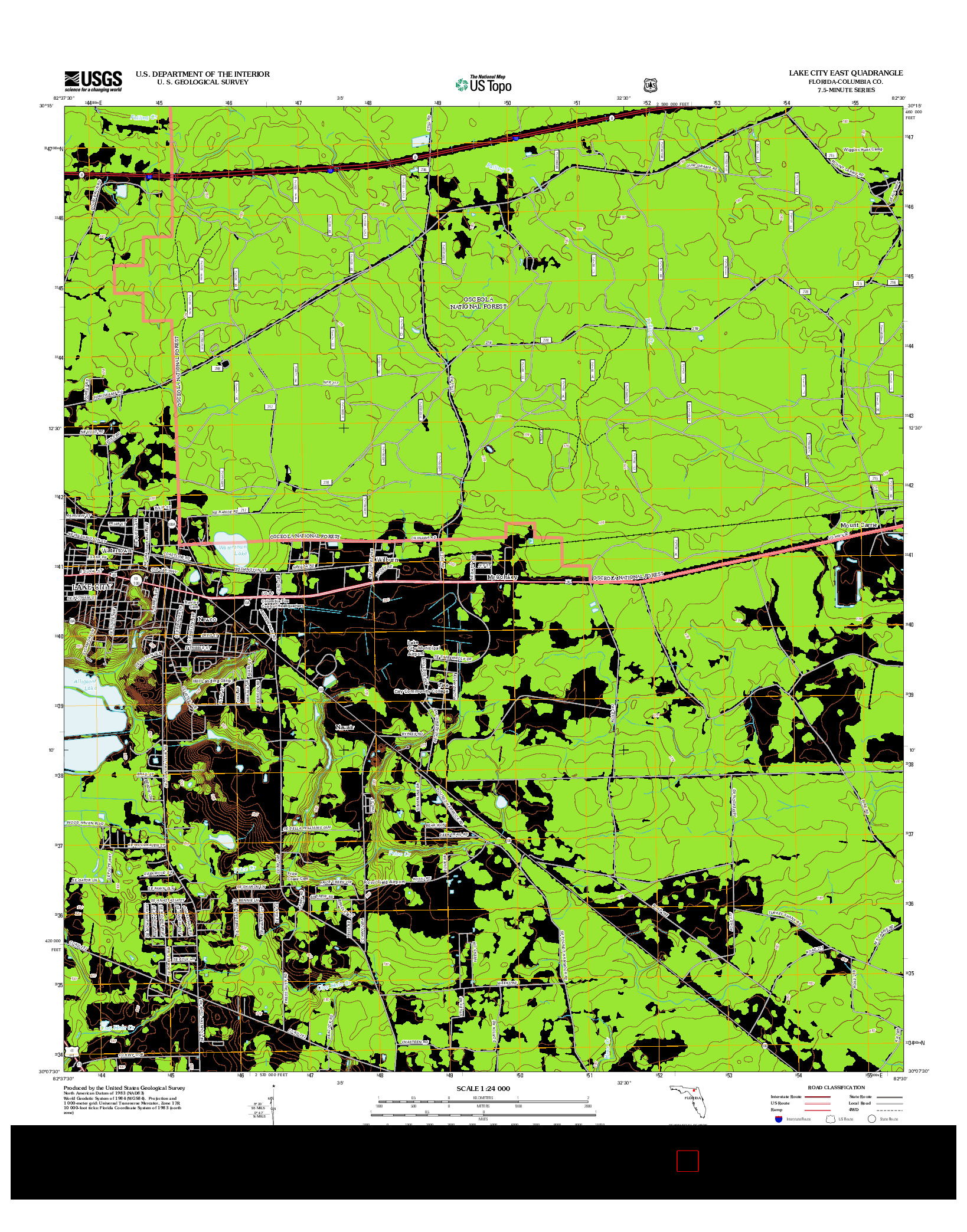 USGS US TOPO 7.5-MINUTE MAP FOR LAKE CITY EAST, FL 2012