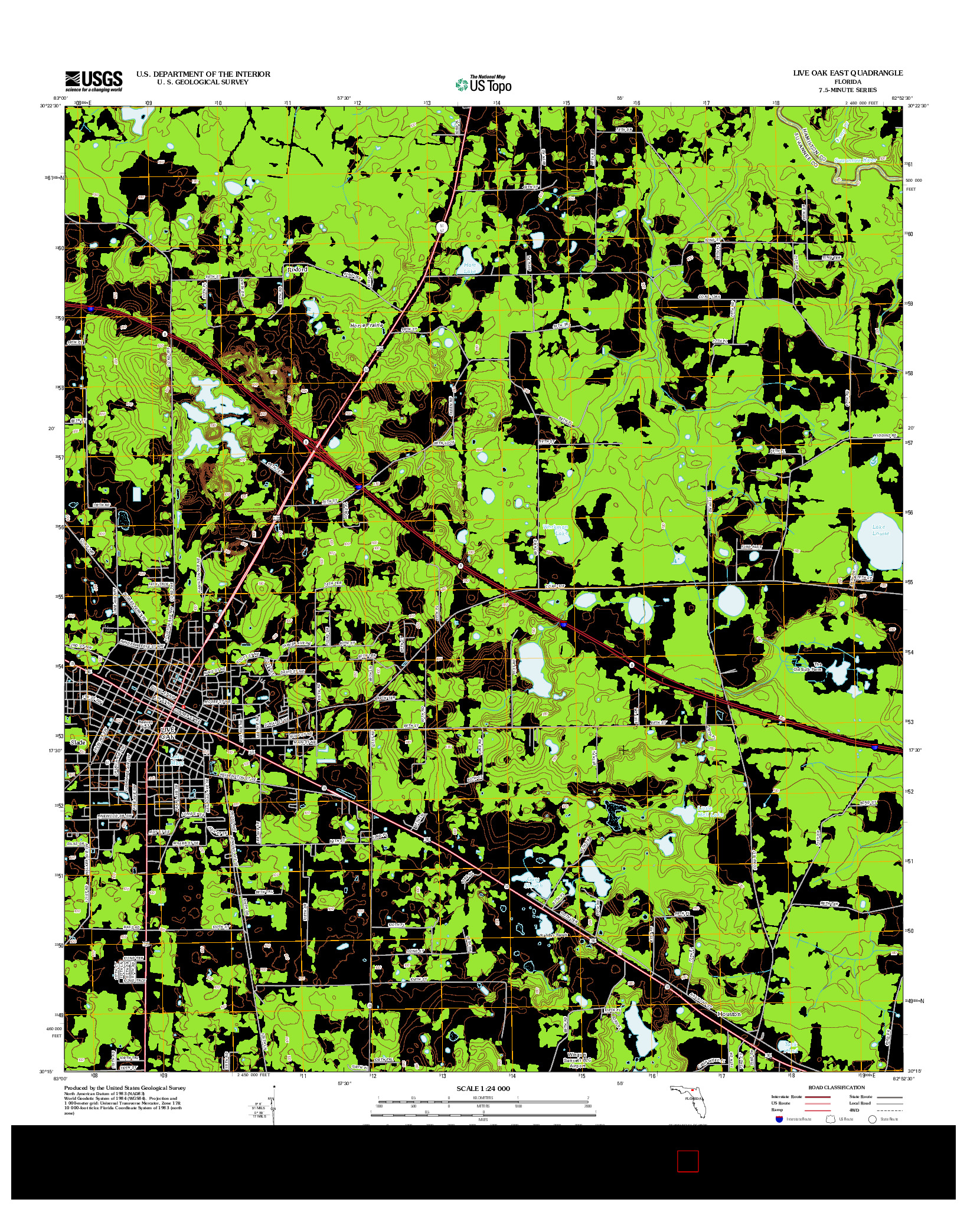 USGS US TOPO 7.5-MINUTE MAP FOR LIVE OAK EAST, FL 2012