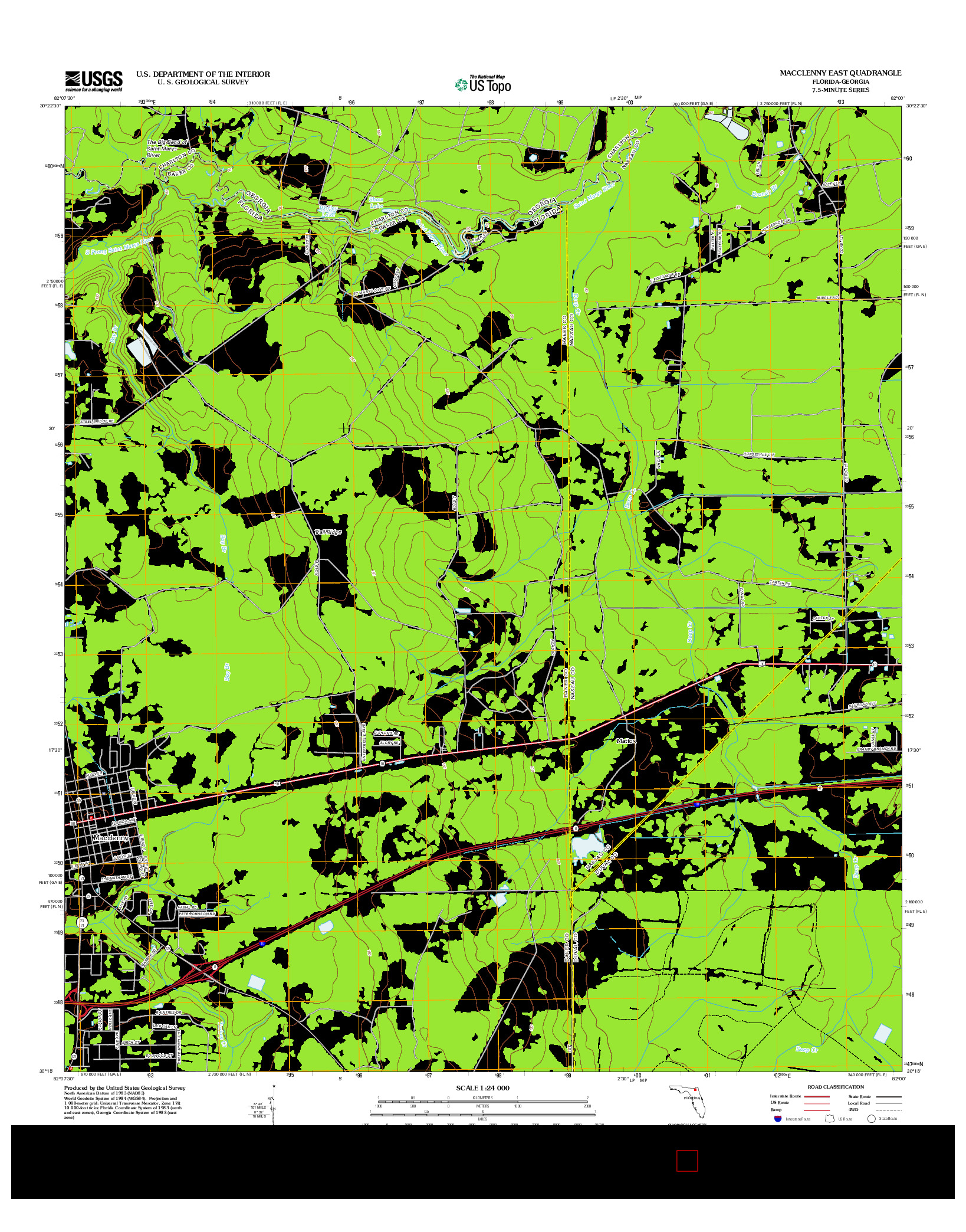 USGS US TOPO 7.5-MINUTE MAP FOR MACCLENNY EAST, FL-GA 2012