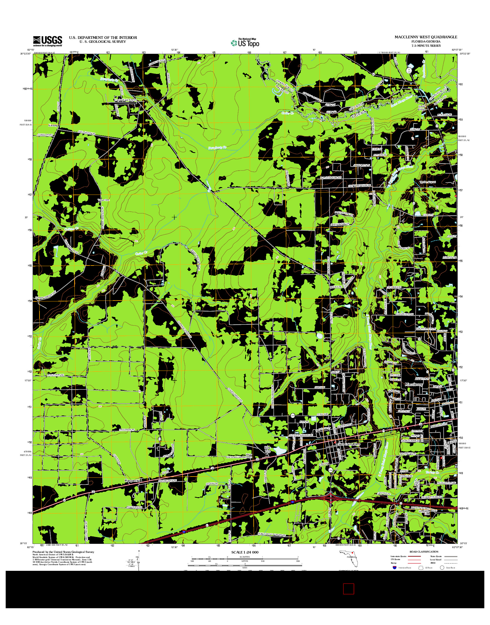USGS US TOPO 7.5-MINUTE MAP FOR MACCLENNY WEST, FL-GA 2012