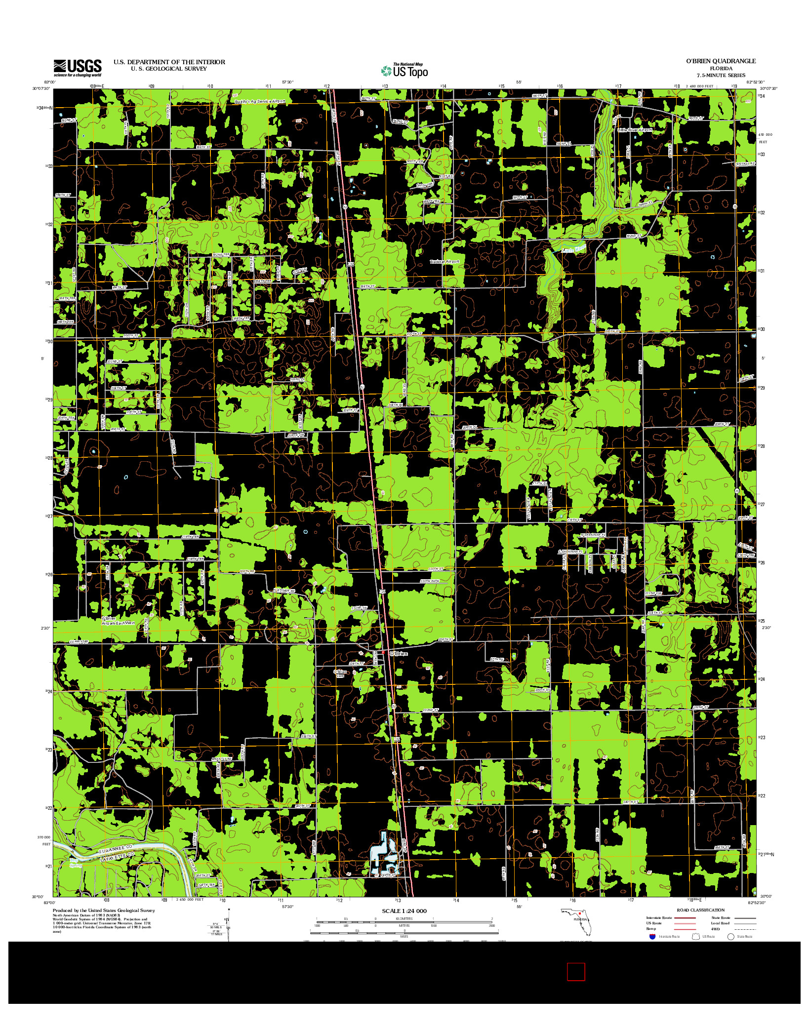 USGS US TOPO 7.5-MINUTE MAP FOR O'BRIEN, FL 2012