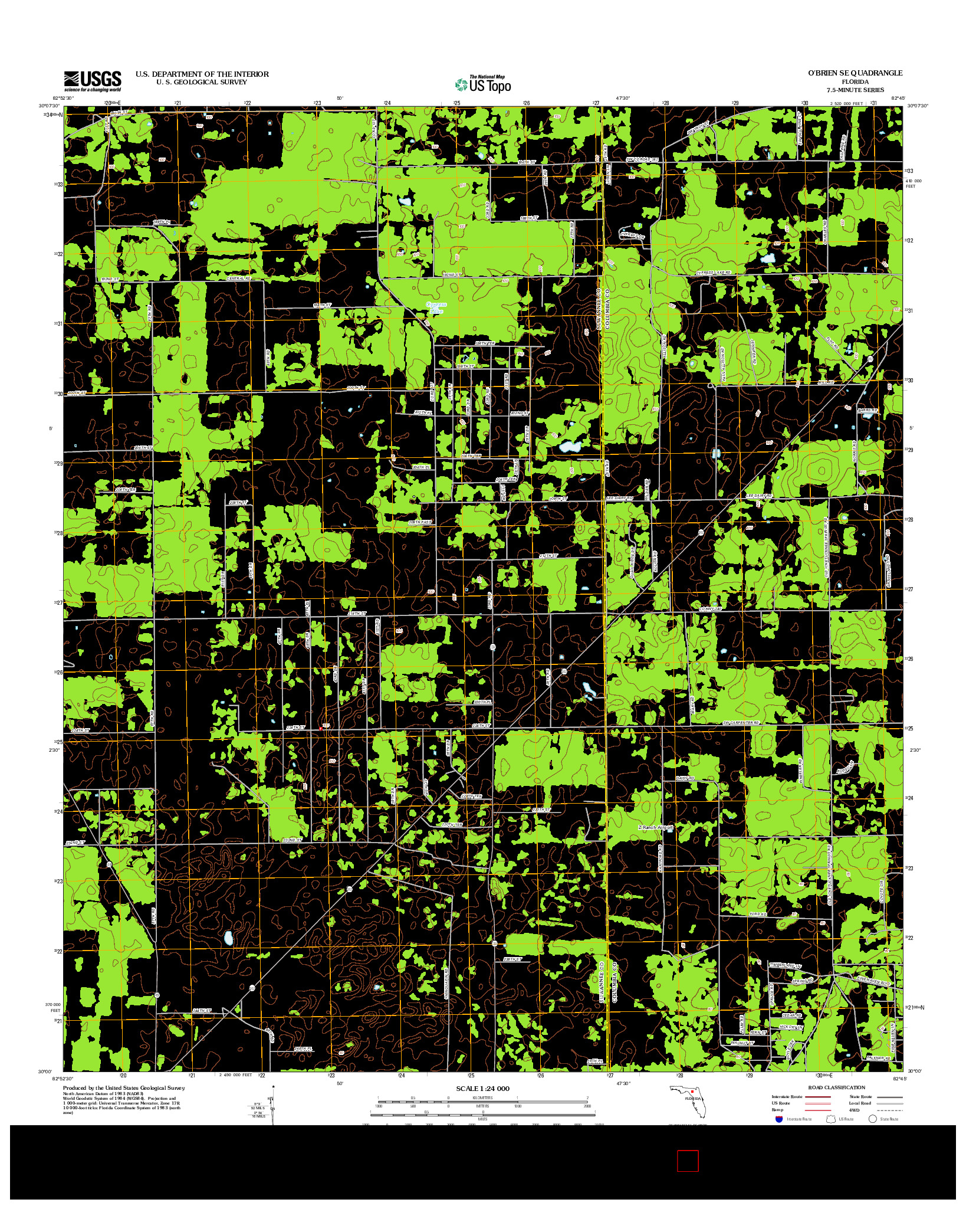 USGS US TOPO 7.5-MINUTE MAP FOR O'BRIEN SE, FL 2012