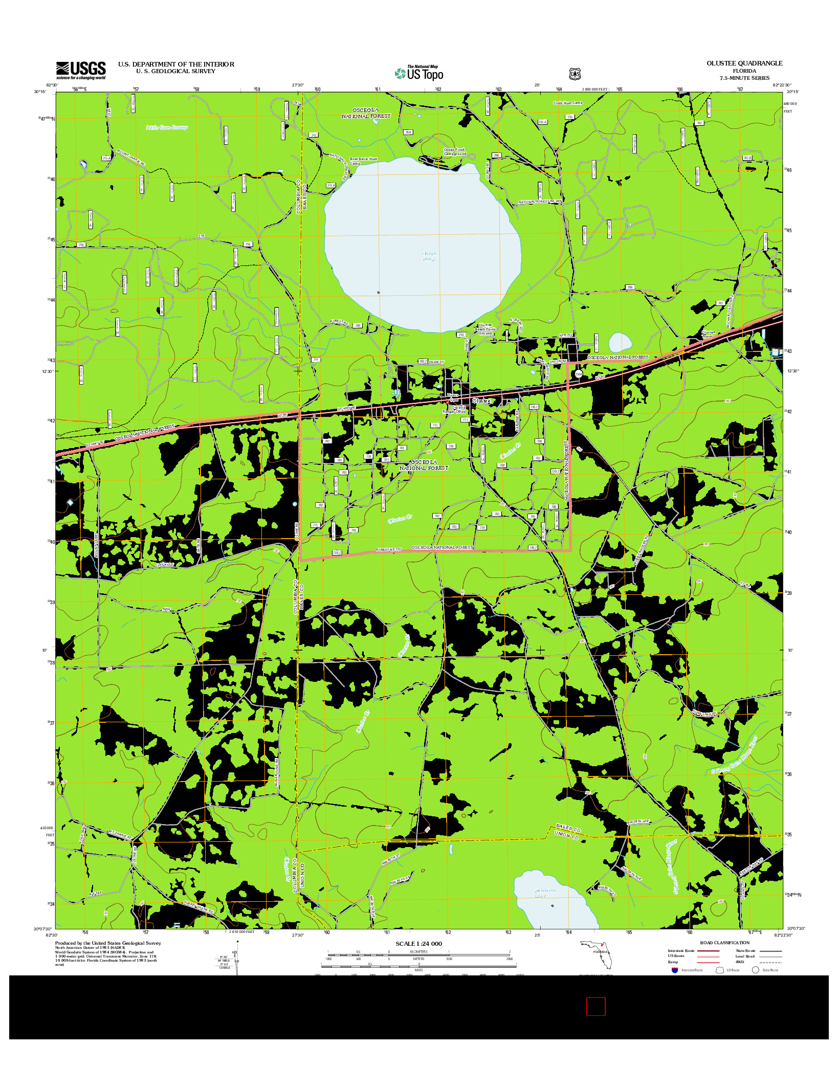 USGS US TOPO 7.5-MINUTE MAP FOR OLUSTEE, FL 2012
