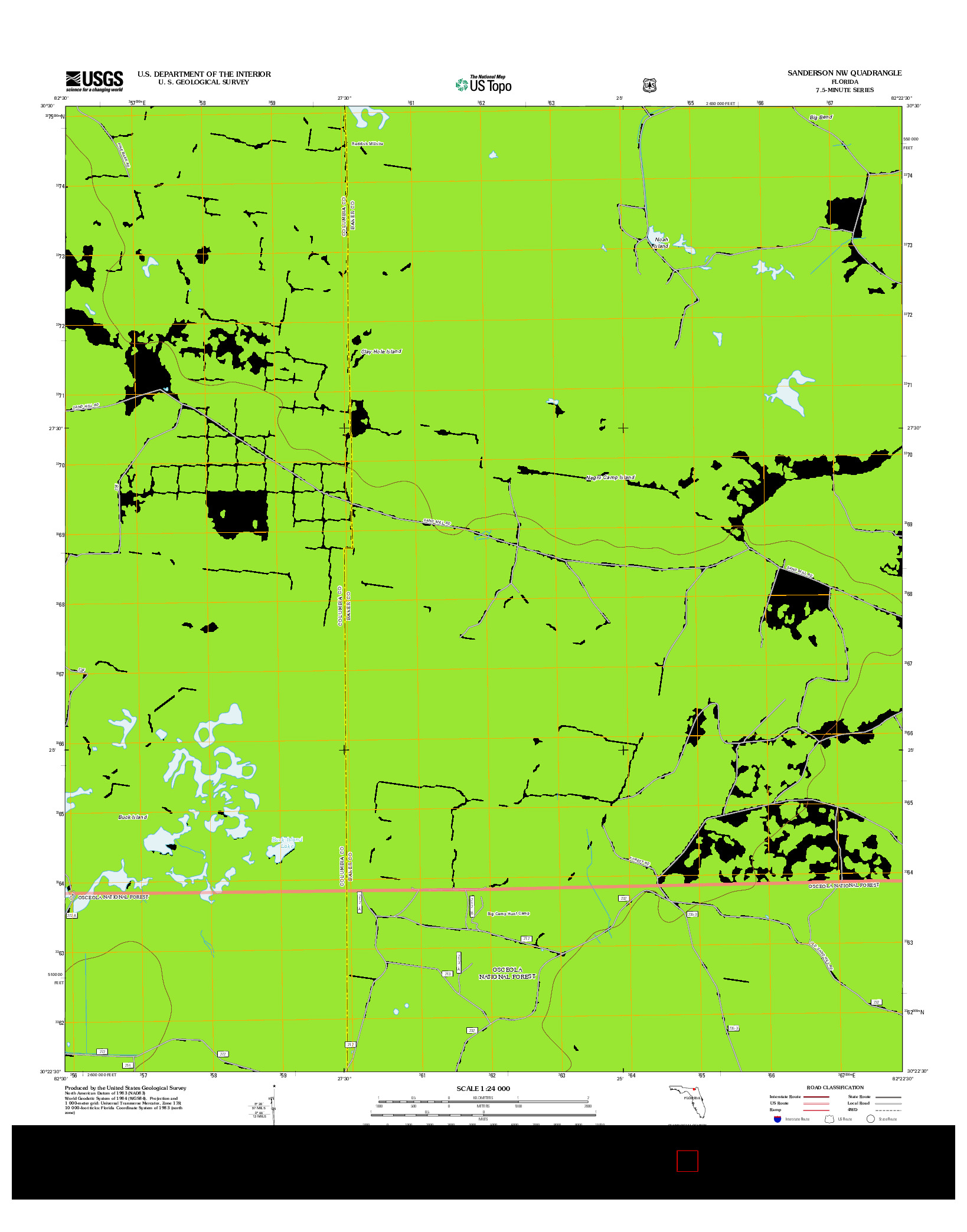 USGS US TOPO 7.5-MINUTE MAP FOR SANDERSON NW, FL 2012
