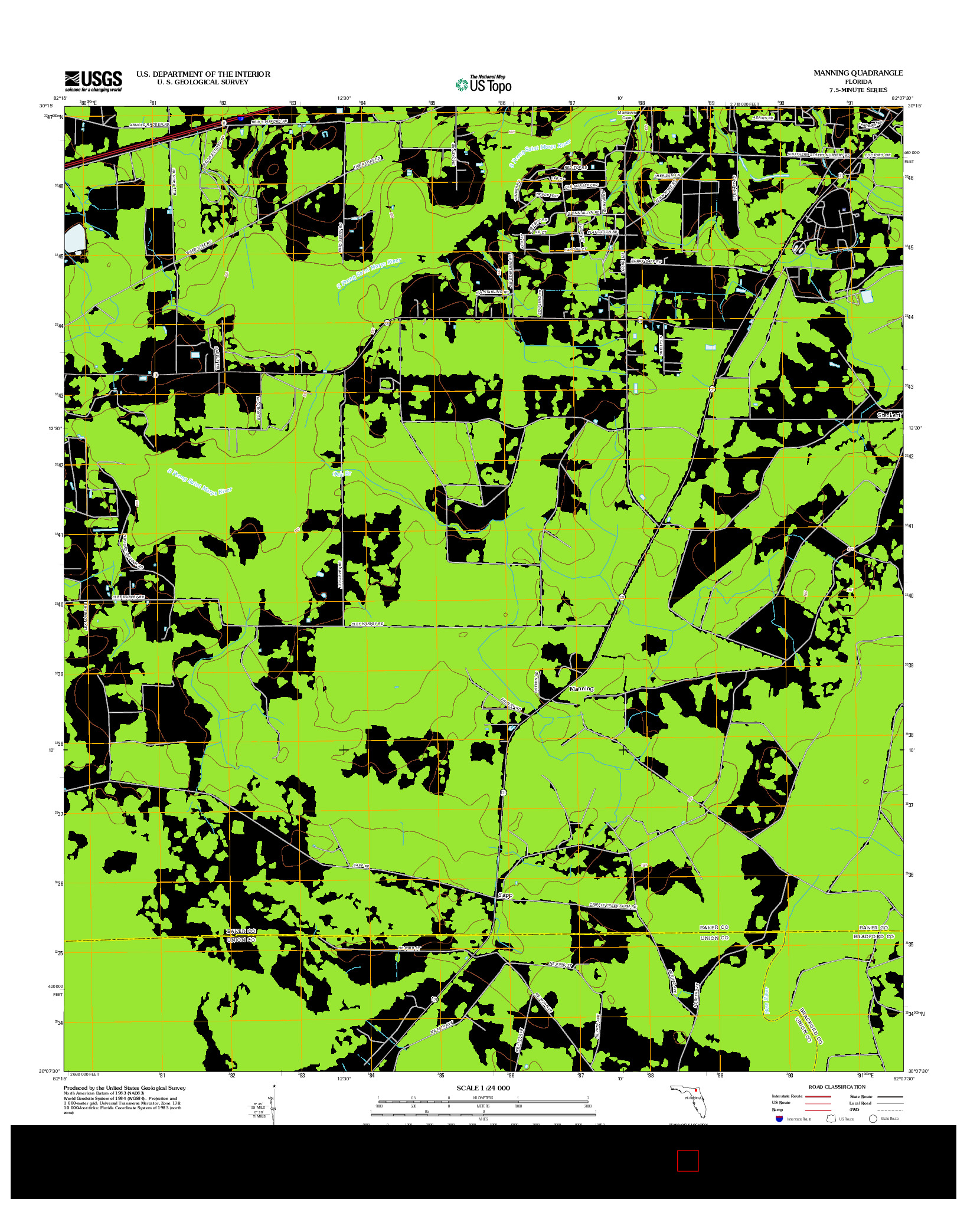 USGS US TOPO 7.5-MINUTE MAP FOR MANNING, FL 2012