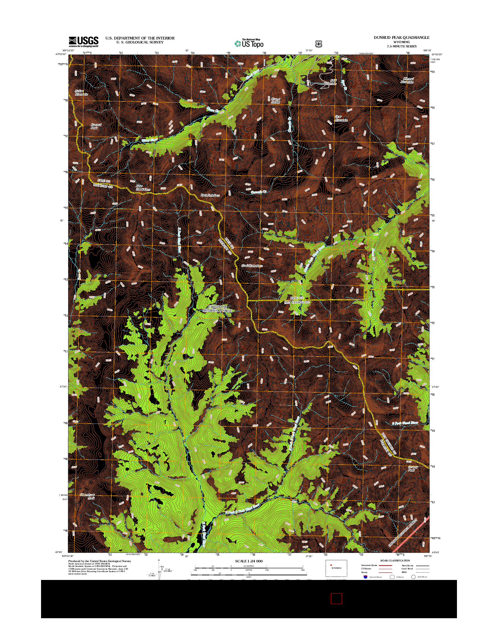 USGS US TOPO 7.5-MINUTE MAP FOR DUNRUD PEAK, WY 2012