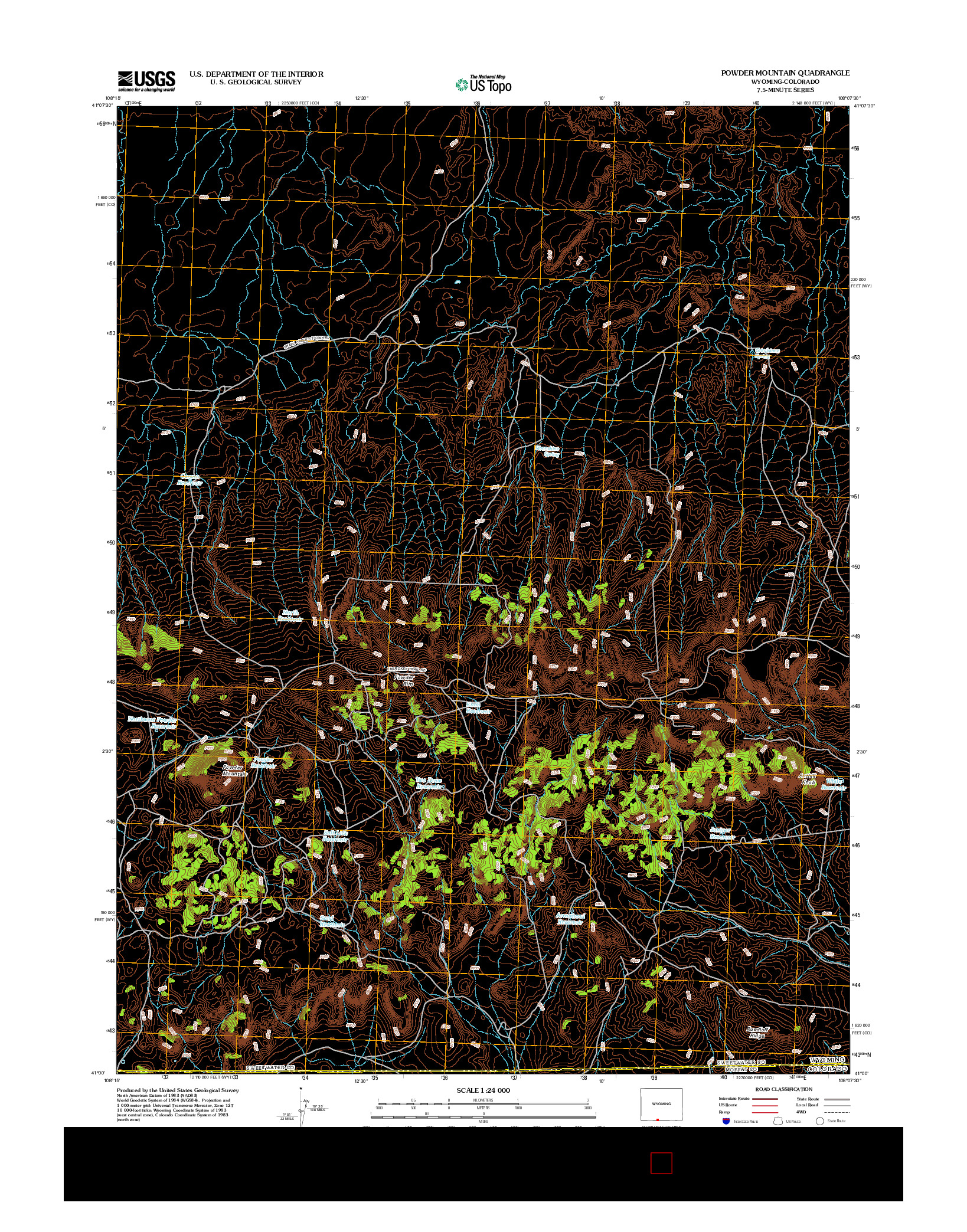 USGS US TOPO 7.5-MINUTE MAP FOR POWDER MOUNTAIN, WY-CO 2012