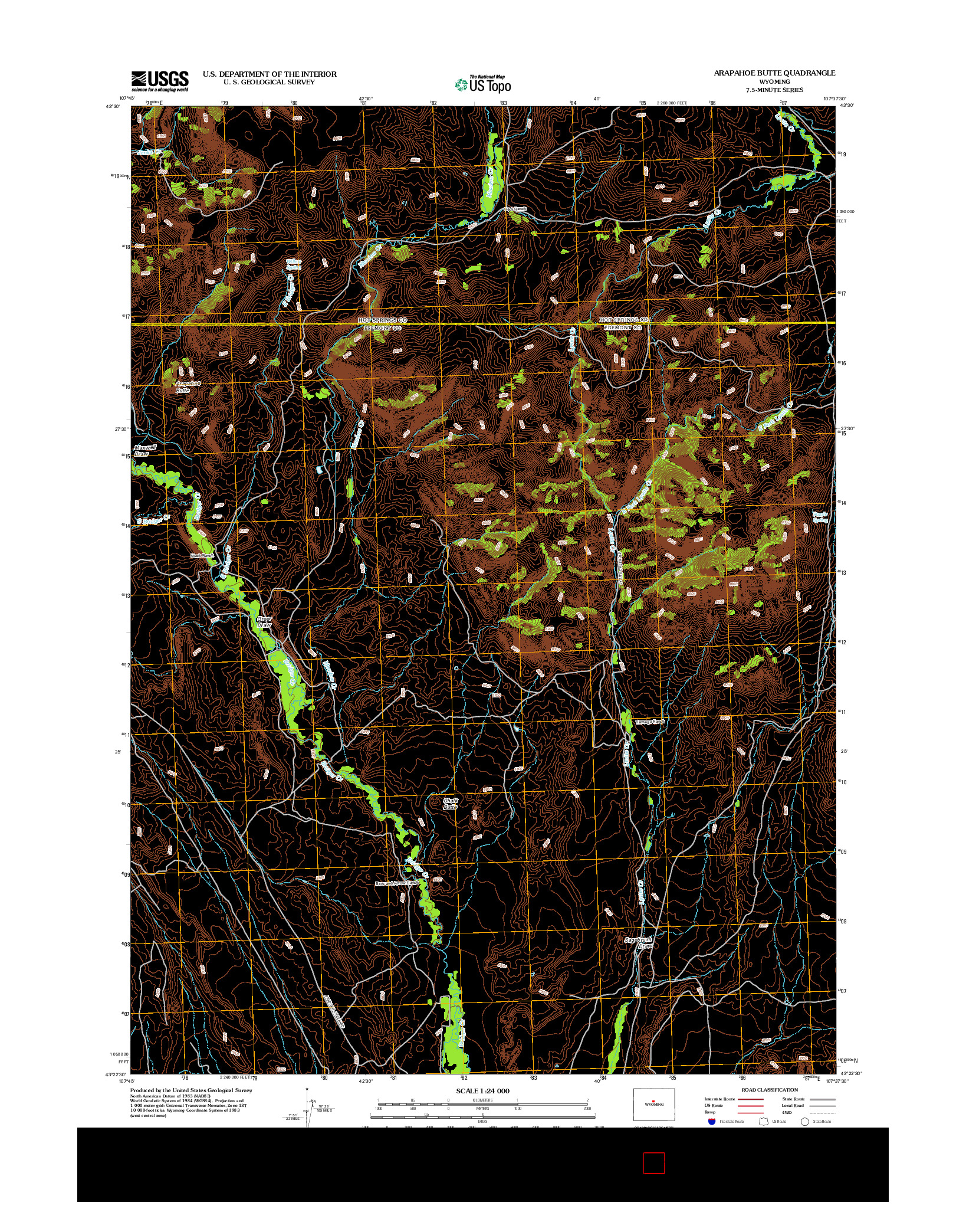 USGS US TOPO 7.5-MINUTE MAP FOR ARAPAHOE BUTTE, WY 2012