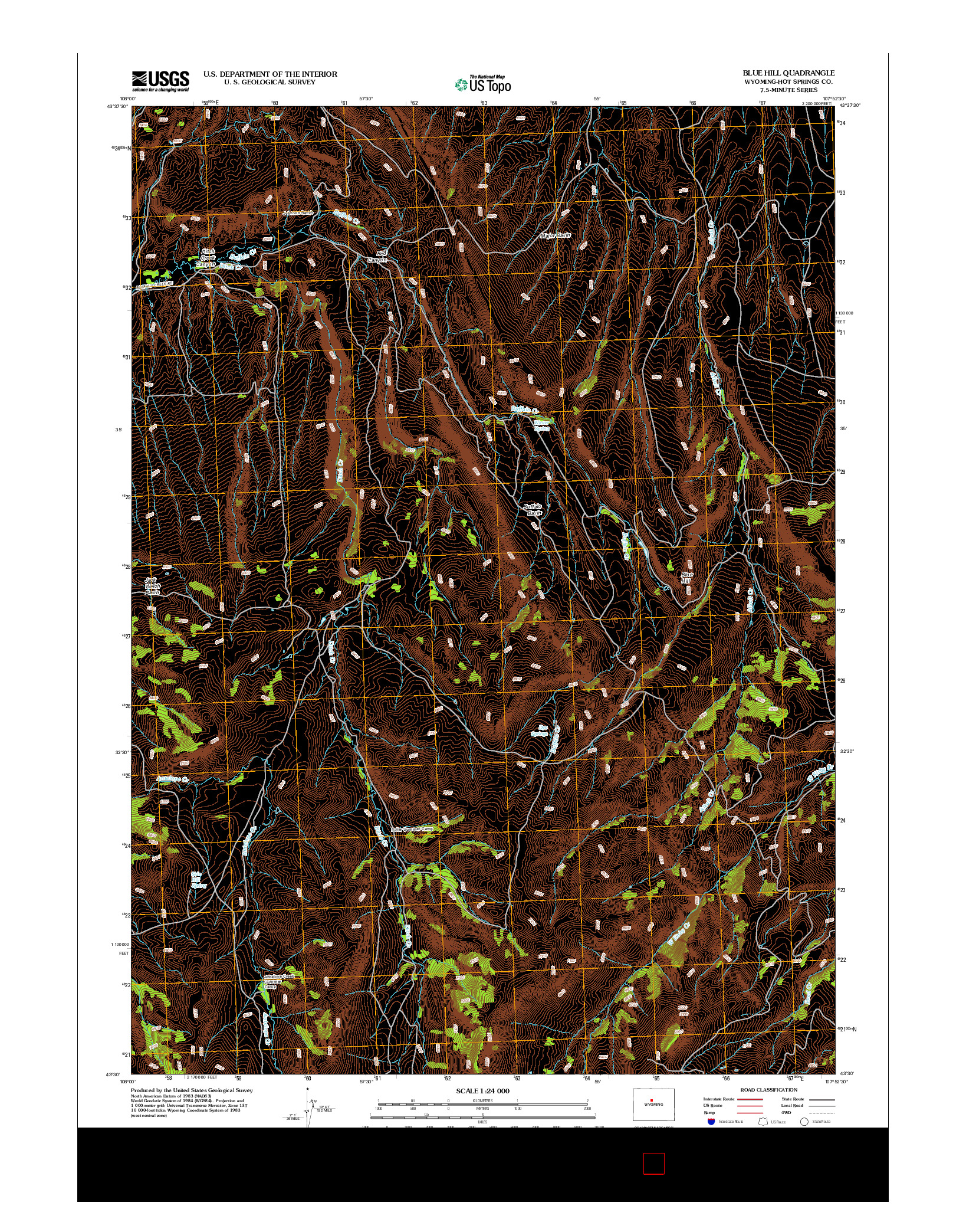 USGS US TOPO 7.5-MINUTE MAP FOR BLUE HILL, WY 2012