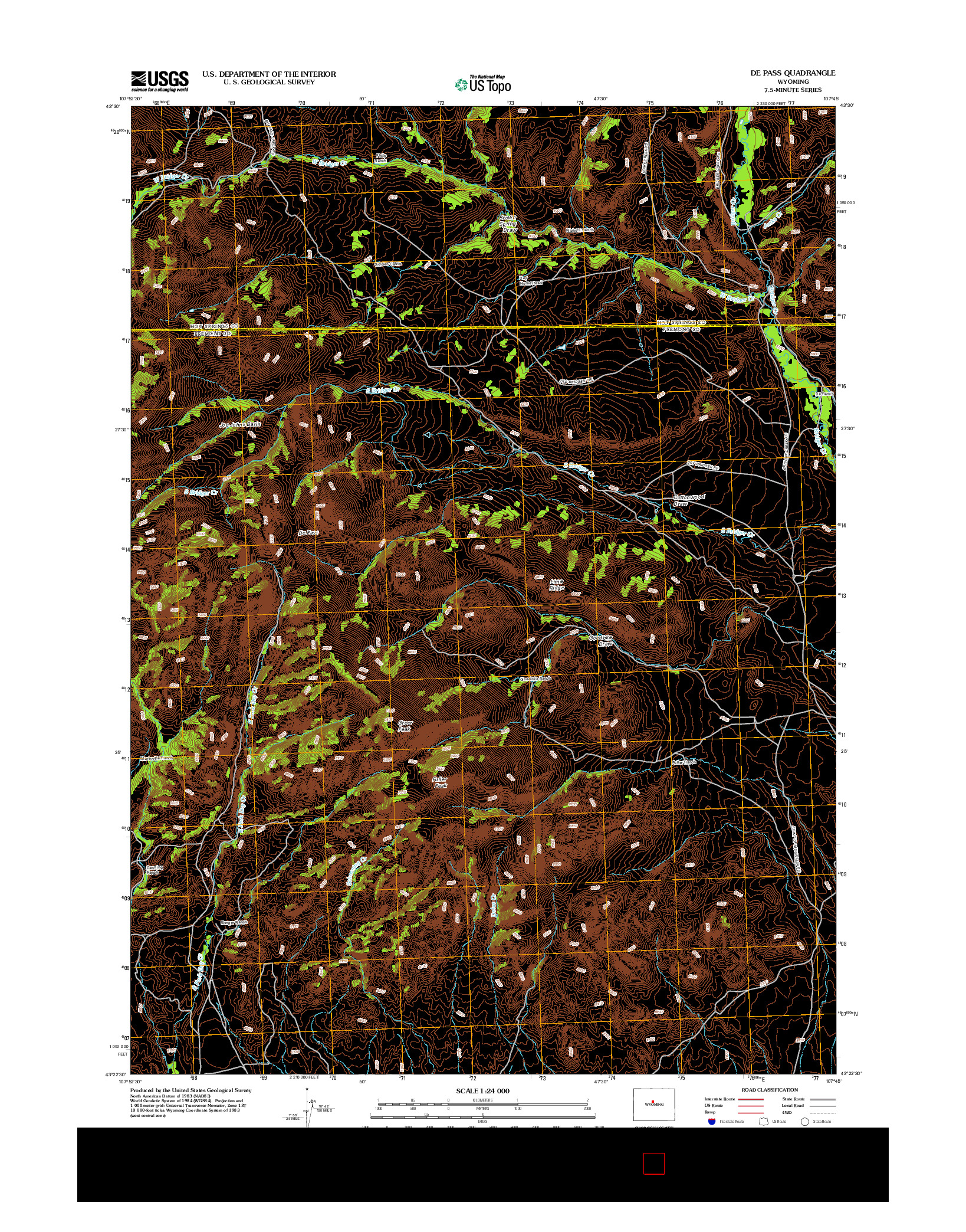 USGS US TOPO 7.5-MINUTE MAP FOR DE PASS, WY 2012