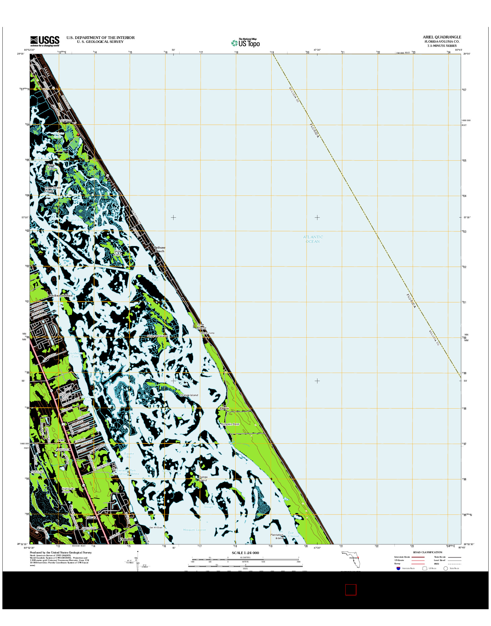 USGS US TOPO 7.5-MINUTE MAP FOR ARIEL, FL 2012