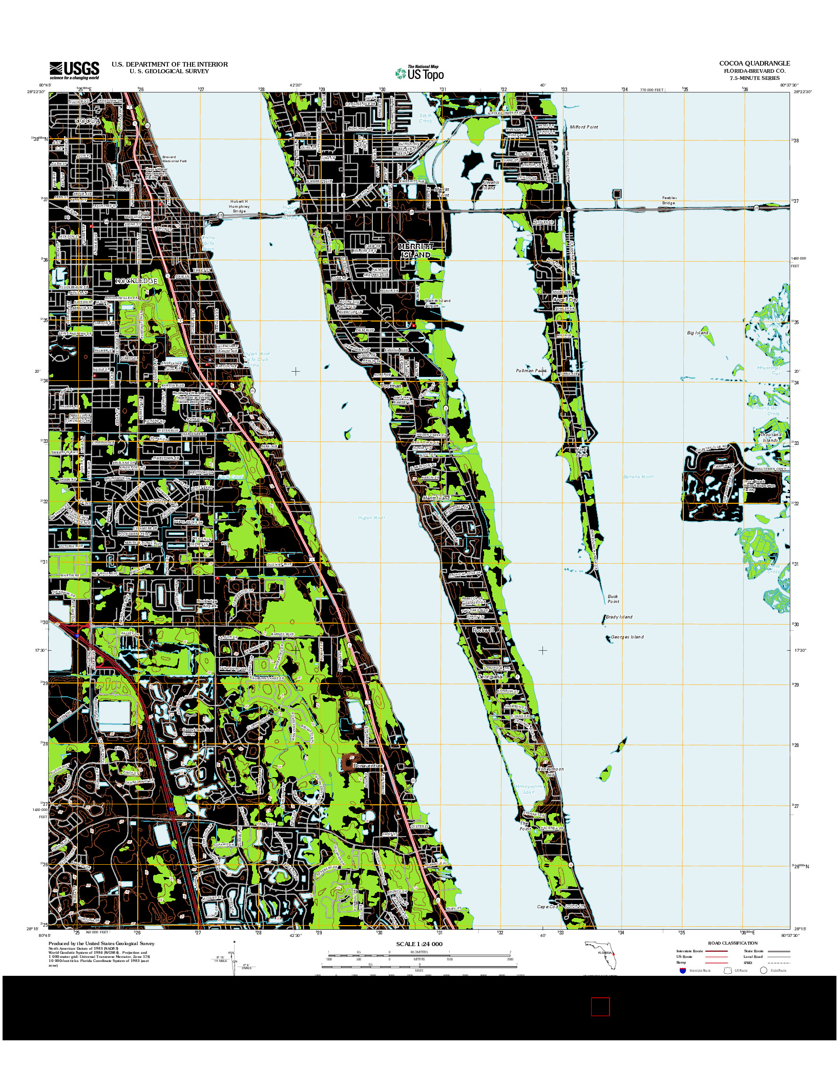 USGS US TOPO 7.5-MINUTE MAP FOR COCOA, FL 2012