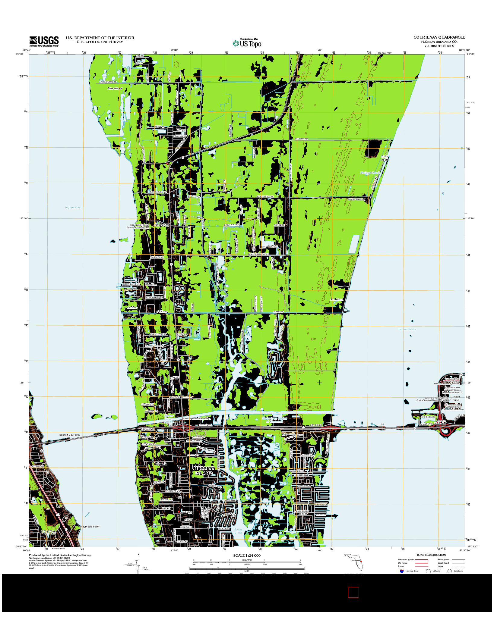 USGS US TOPO 7.5-MINUTE MAP FOR COURTENAY, FL 2012