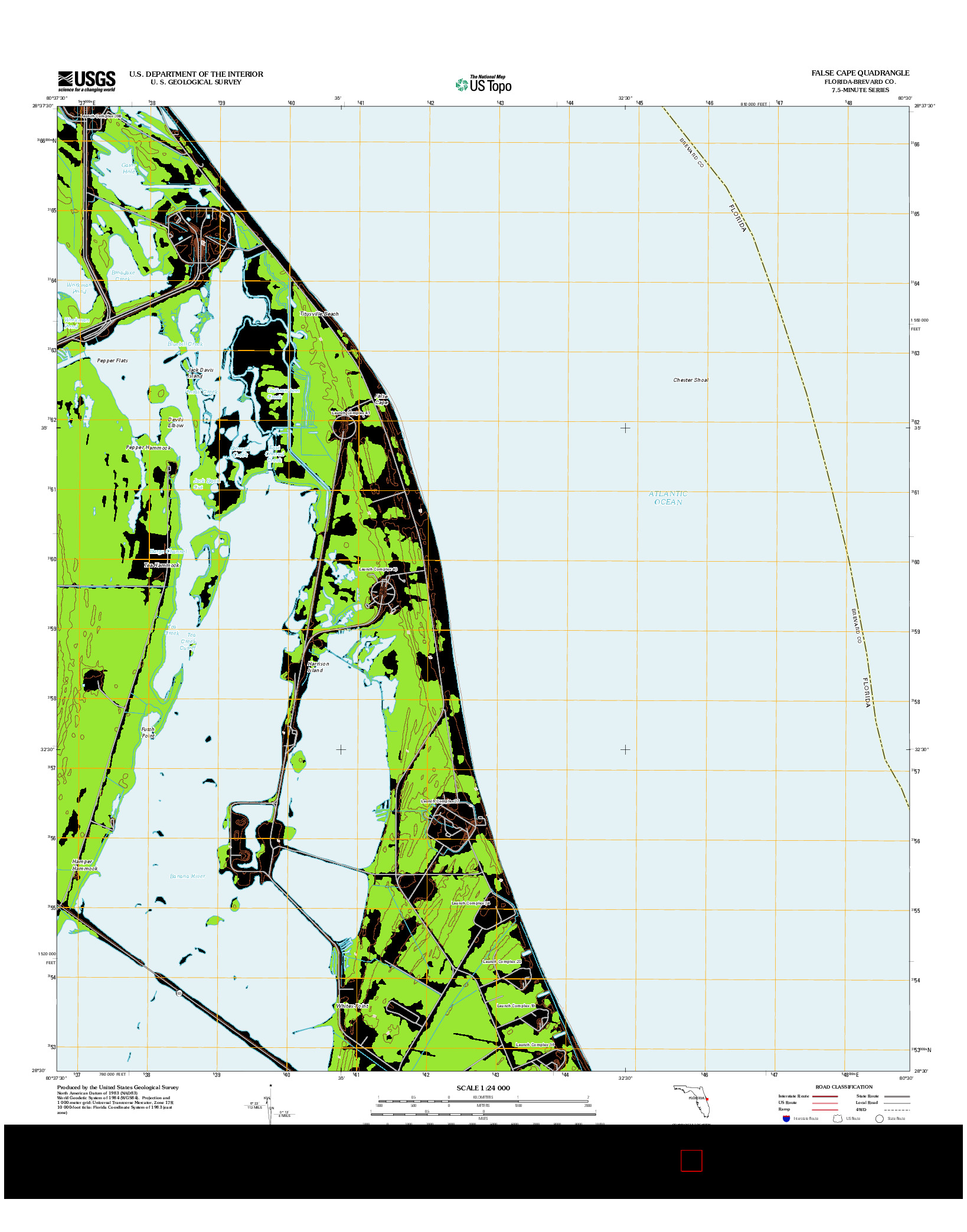 USGS US TOPO 7.5-MINUTE MAP FOR FALSE CAPE, FL 2012