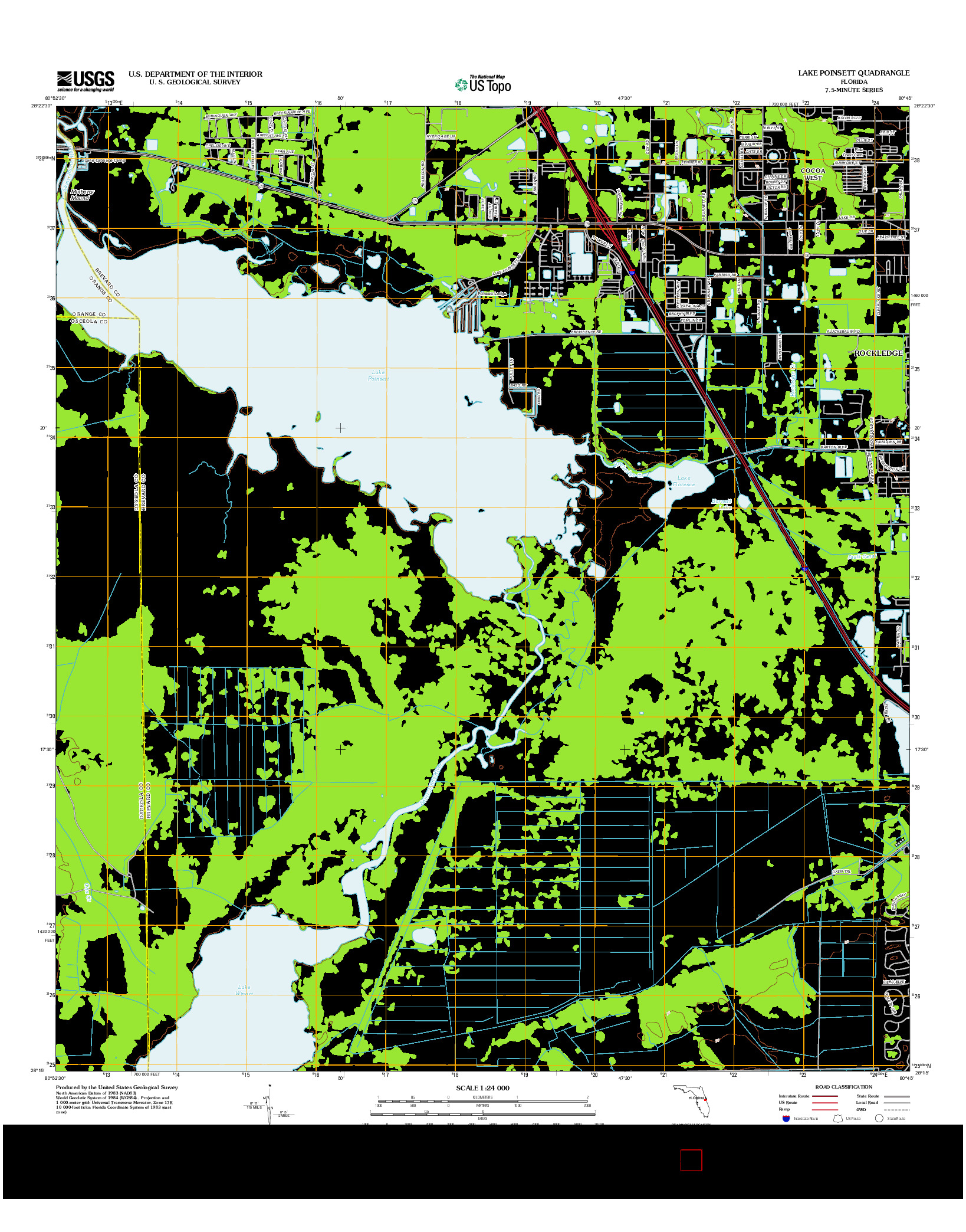 USGS US TOPO 7.5-MINUTE MAP FOR LAKE POINSETT, FL 2012