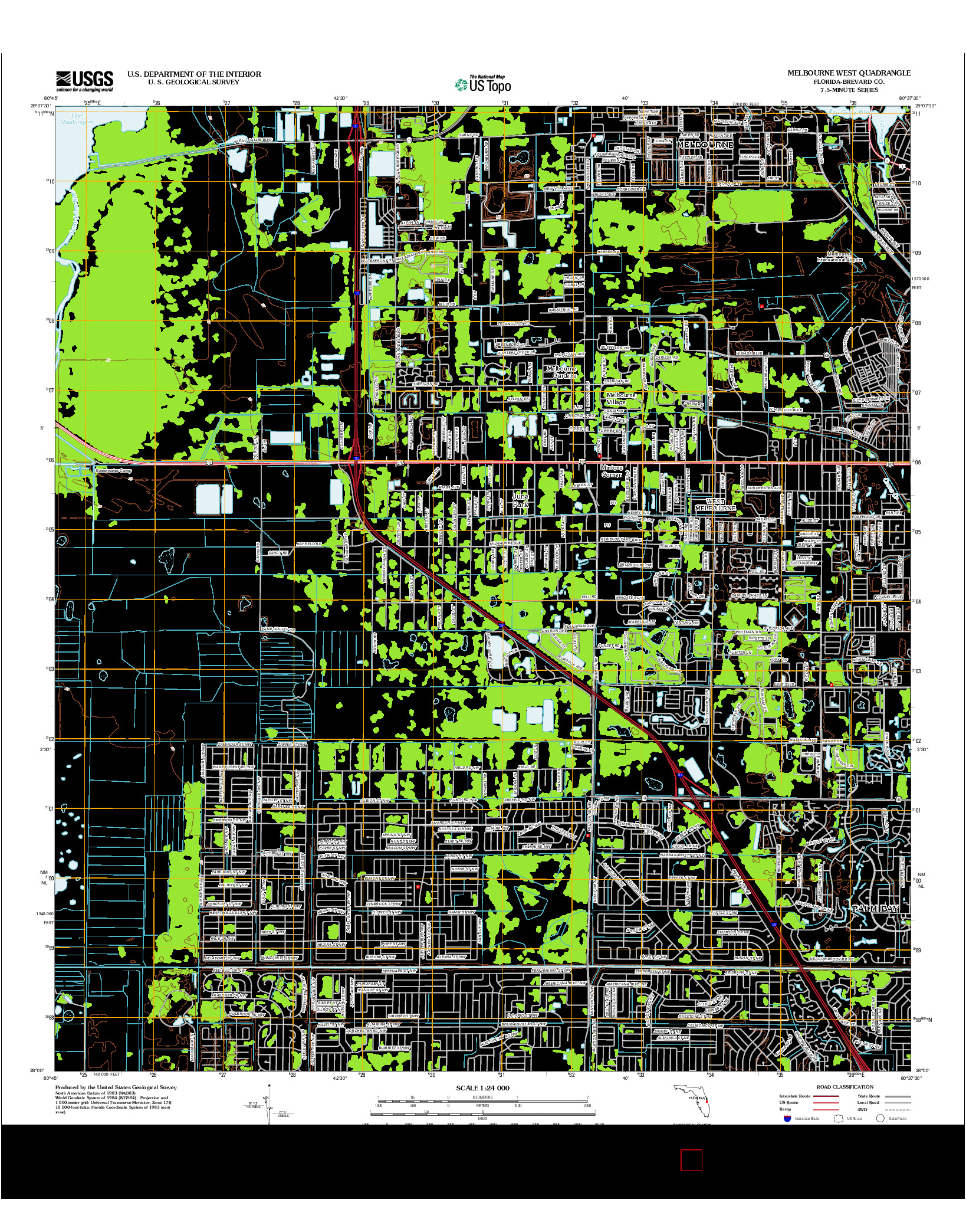 USGS US TOPO 7.5-MINUTE MAP FOR MELBOURNE WEST, FL 2012