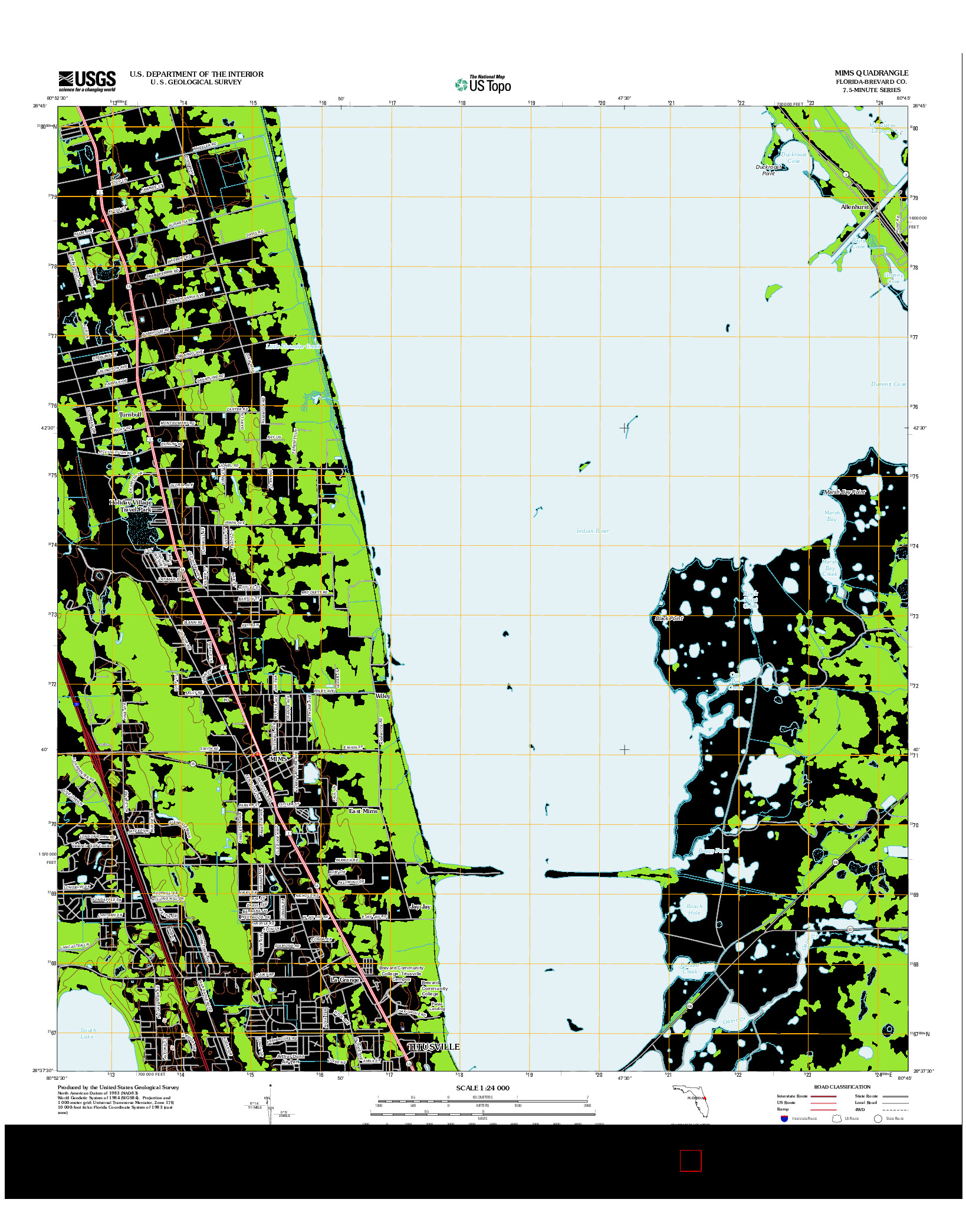 USGS US TOPO 7.5-MINUTE MAP FOR MIMS, FL 2012