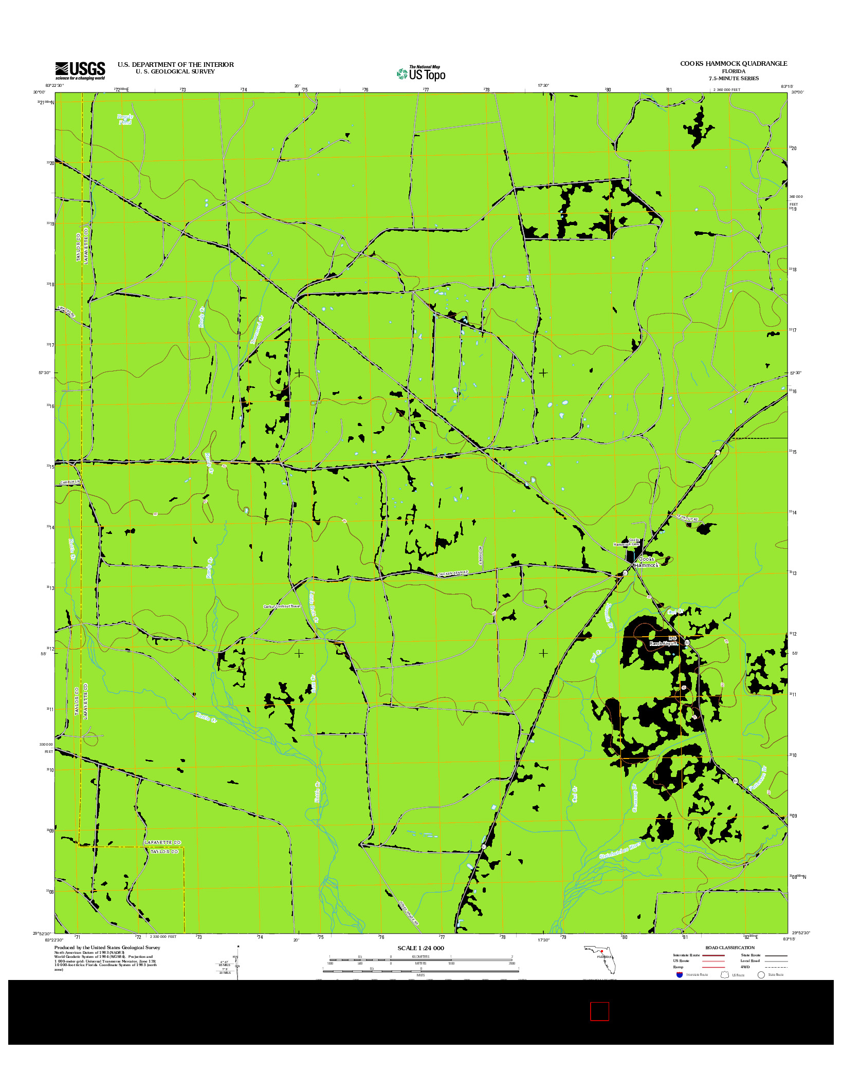 USGS US TOPO 7.5-MINUTE MAP FOR COOKS HAMMOCK, FL 2012