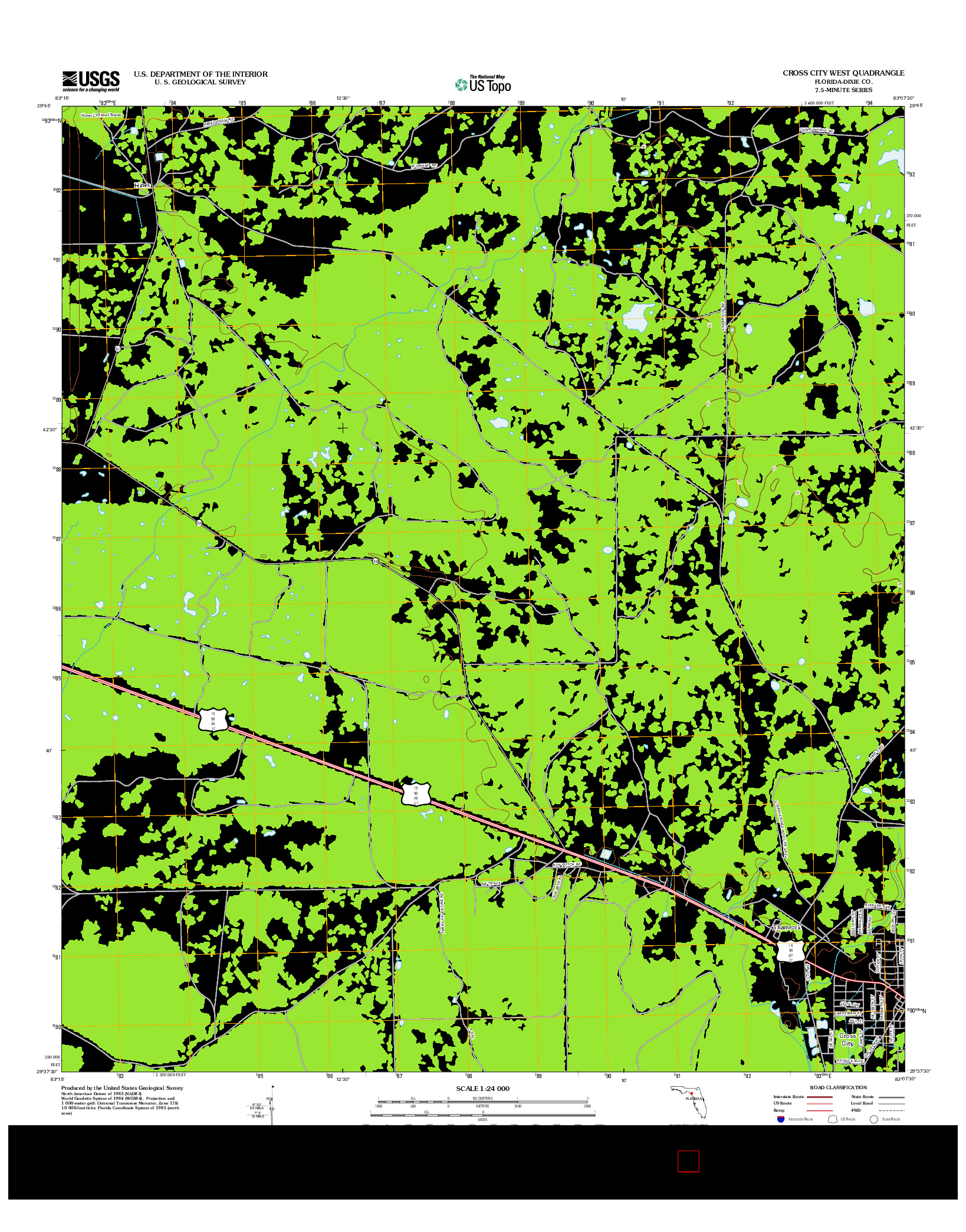 USGS US TOPO 7.5-MINUTE MAP FOR CROSS CITY WEST, FL 2012