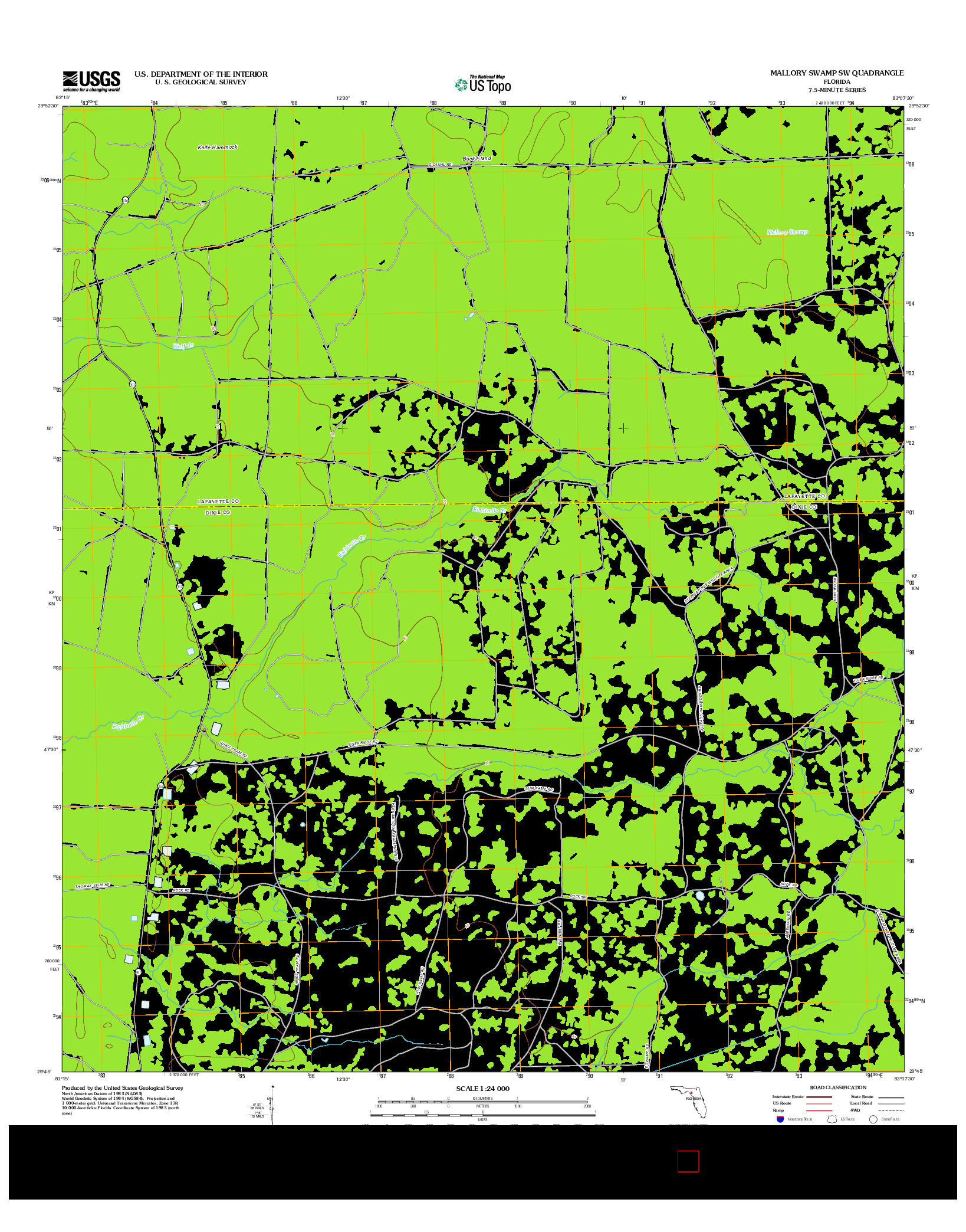 USGS US TOPO 7.5-MINUTE MAP FOR MALLORY SWAMP SW, FL 2012