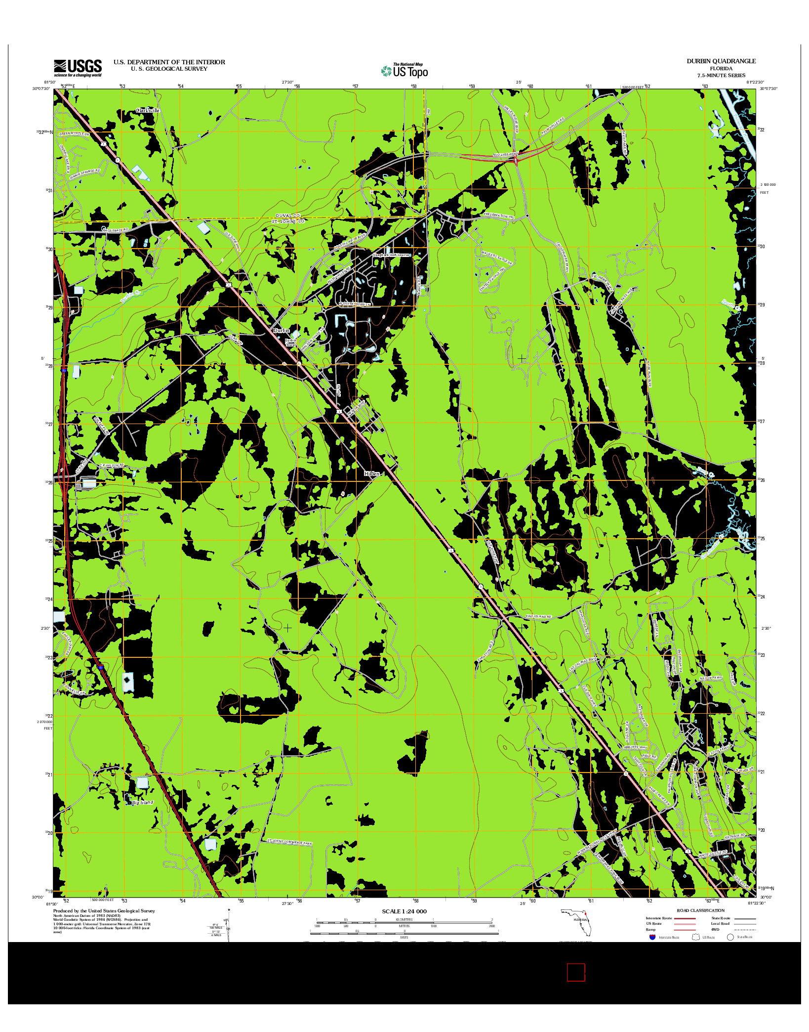 USGS US TOPO 7.5-MINUTE MAP FOR DURBIN, FL 2012