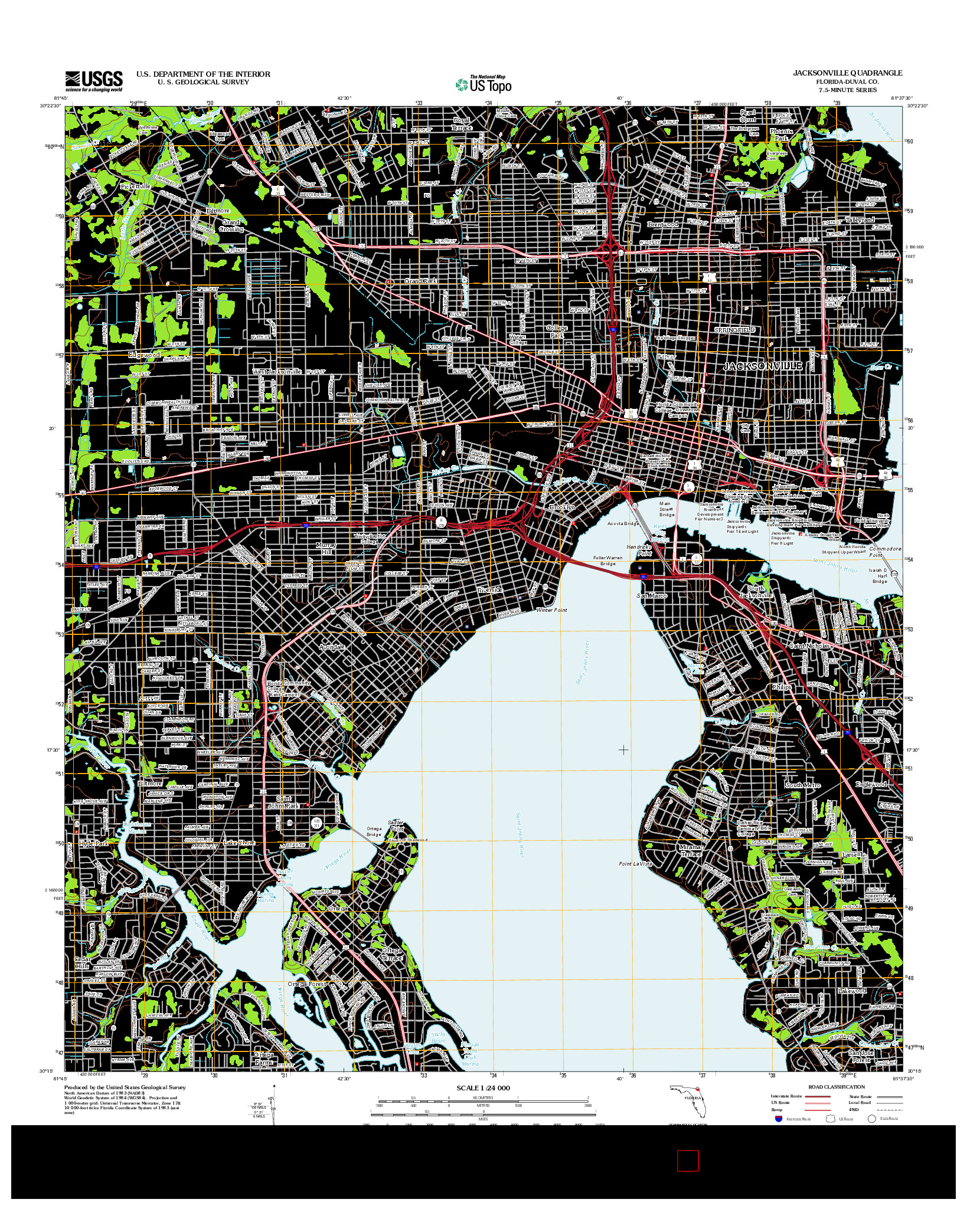 USGS US TOPO 7.5-MINUTE MAP FOR JACKSONVILLE, FL 2012