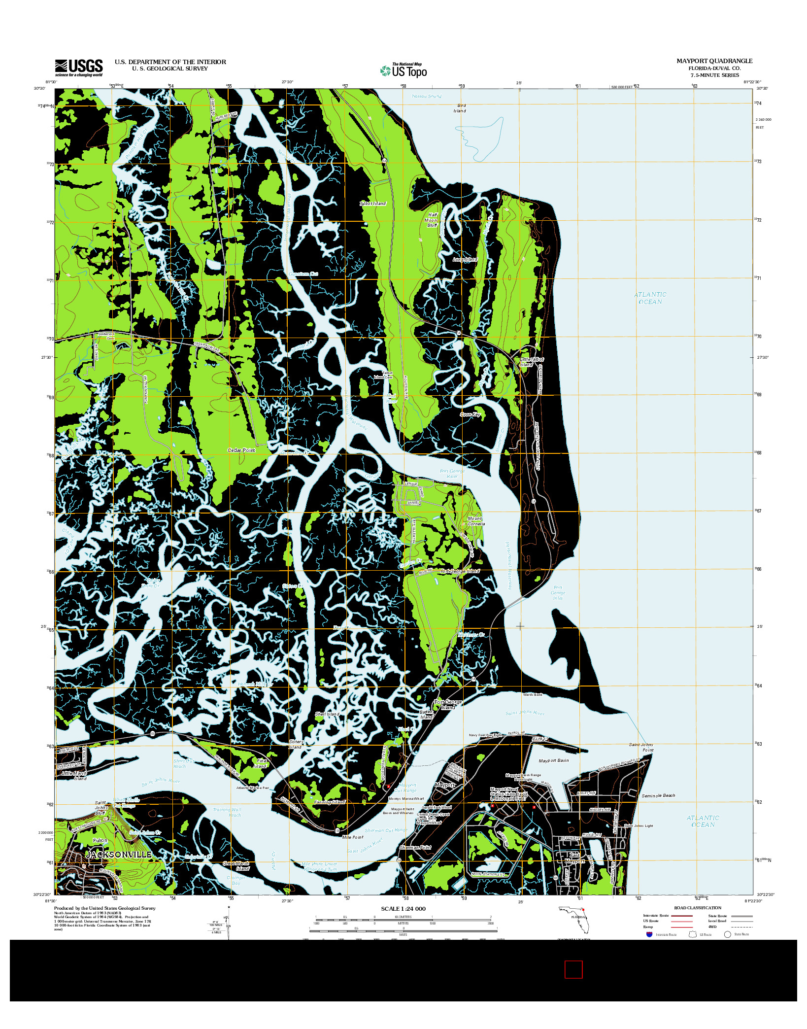 USGS US TOPO 7.5-MINUTE MAP FOR MAYPORT, FL 2012