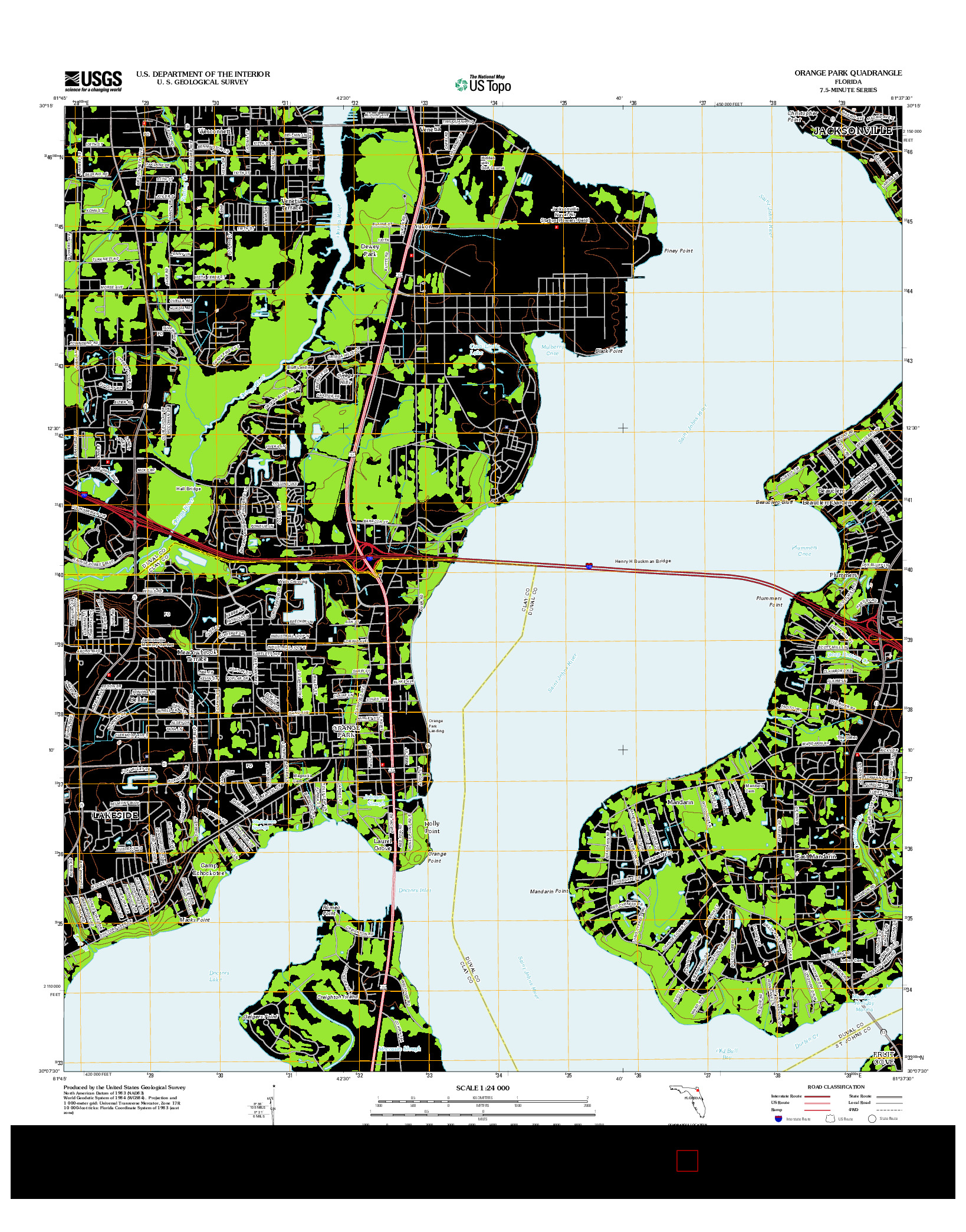 USGS US TOPO 7.5-MINUTE MAP FOR ORANGE PARK, FL 2012