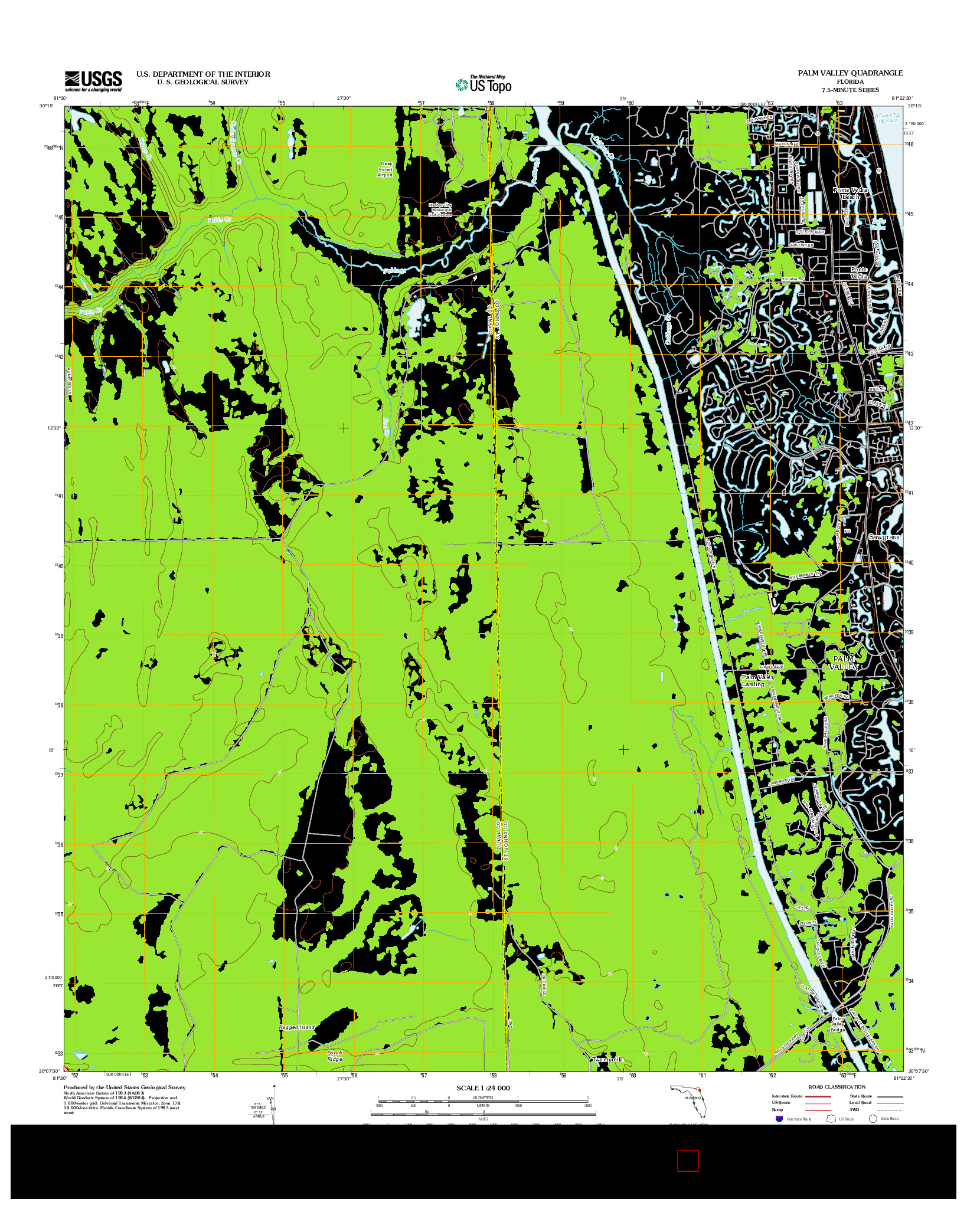 USGS US TOPO 7.5-MINUTE MAP FOR PALM VALLEY, FL 2012