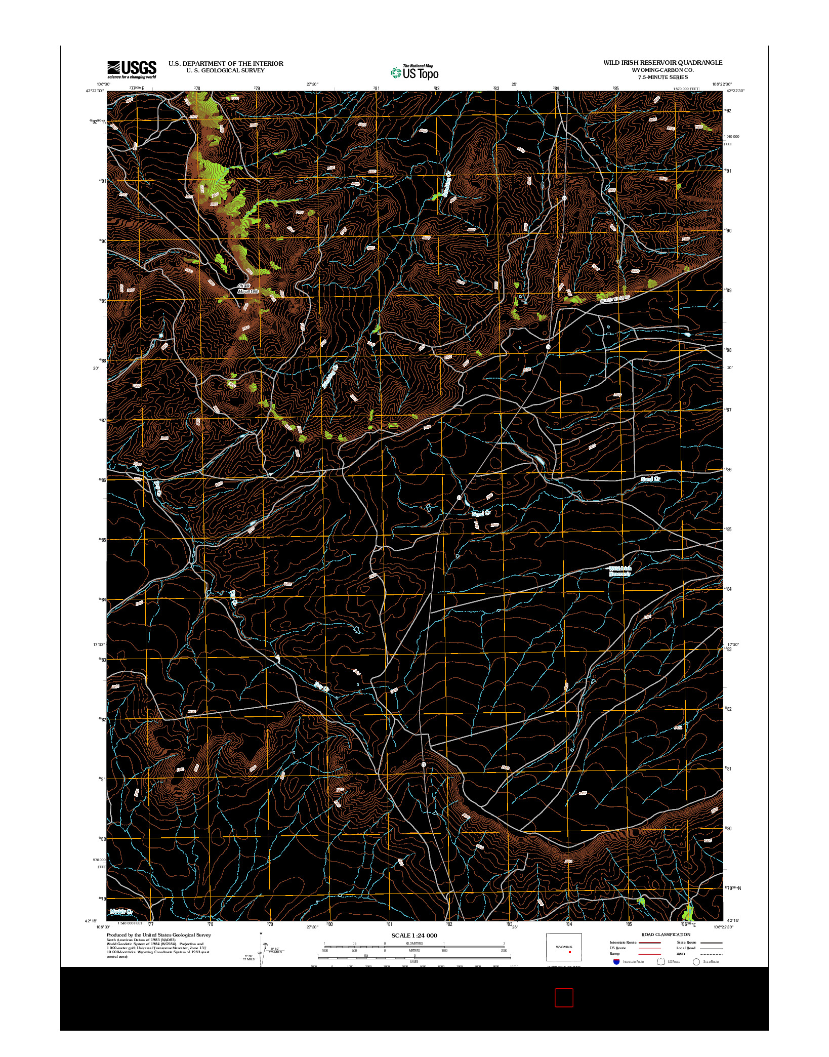 USGS US TOPO 7.5-MINUTE MAP FOR WILD IRISH RESERVOIR, WY 2012